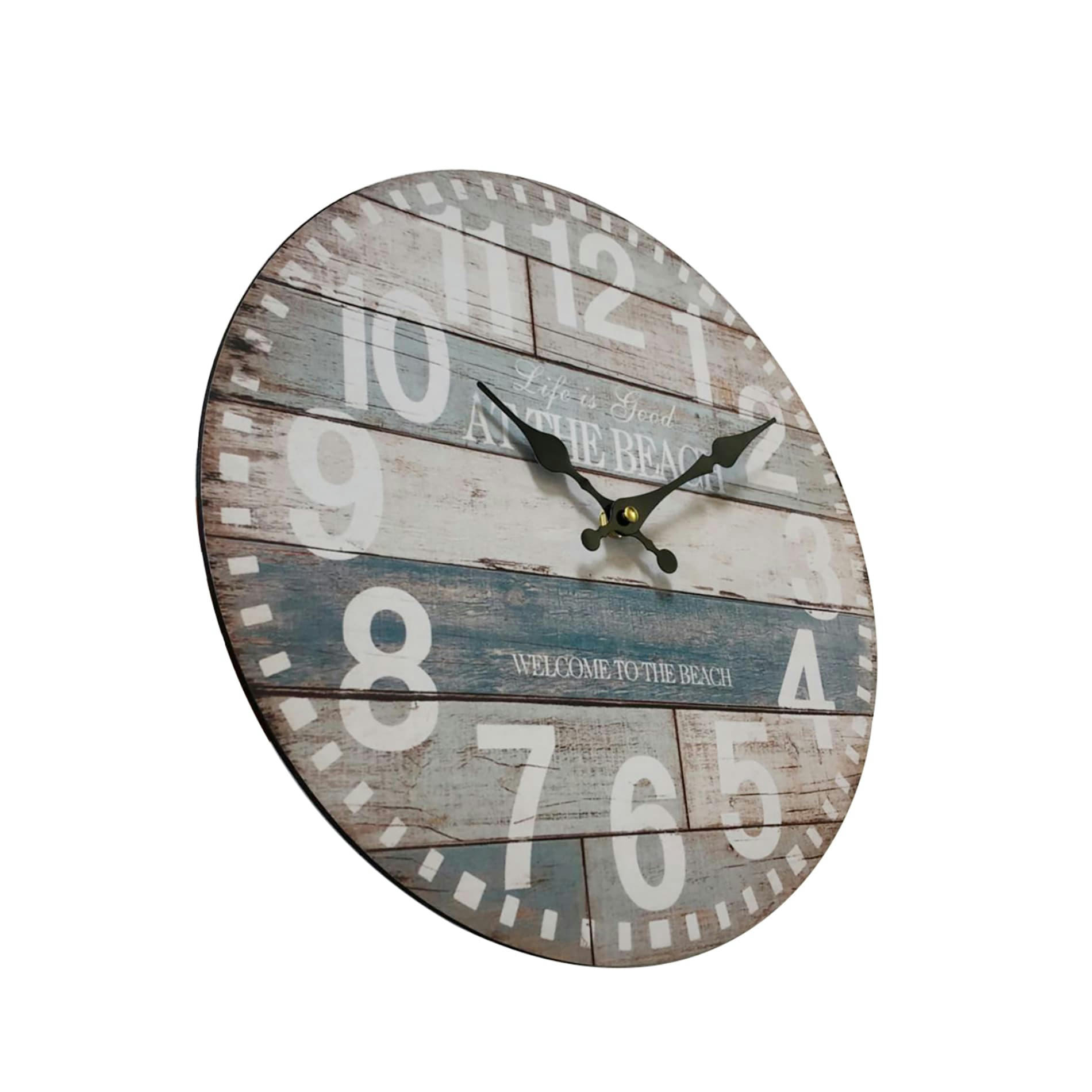 - Horloge murale effet bois bleu clair et blanc ø 33,8 cm