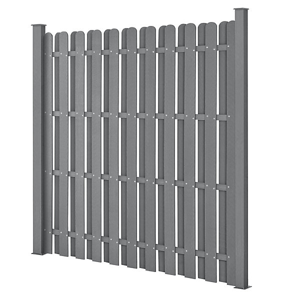 neu.holz Kit de 3 Clôtures Barrière Brise Vue Brise Vent Bois Composite (WPC) Gris 185 x 562 cm