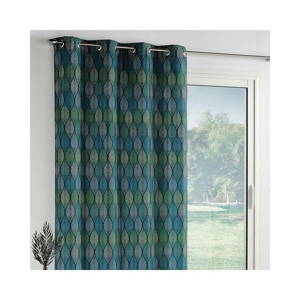 WINTER GREEN - Rideau à oeillets bleu 140x260cm