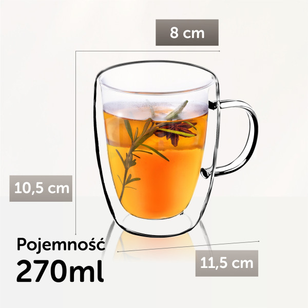 Szklanki Termiczne z Podwójną Ścianką 270 ml 6szt