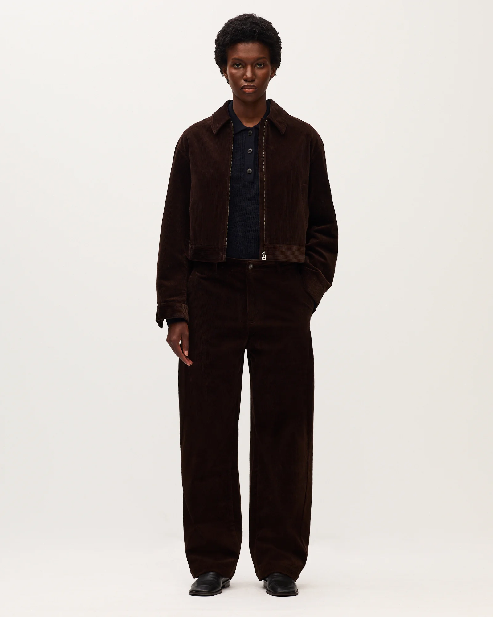 Pantalon barrel en velours côtelé