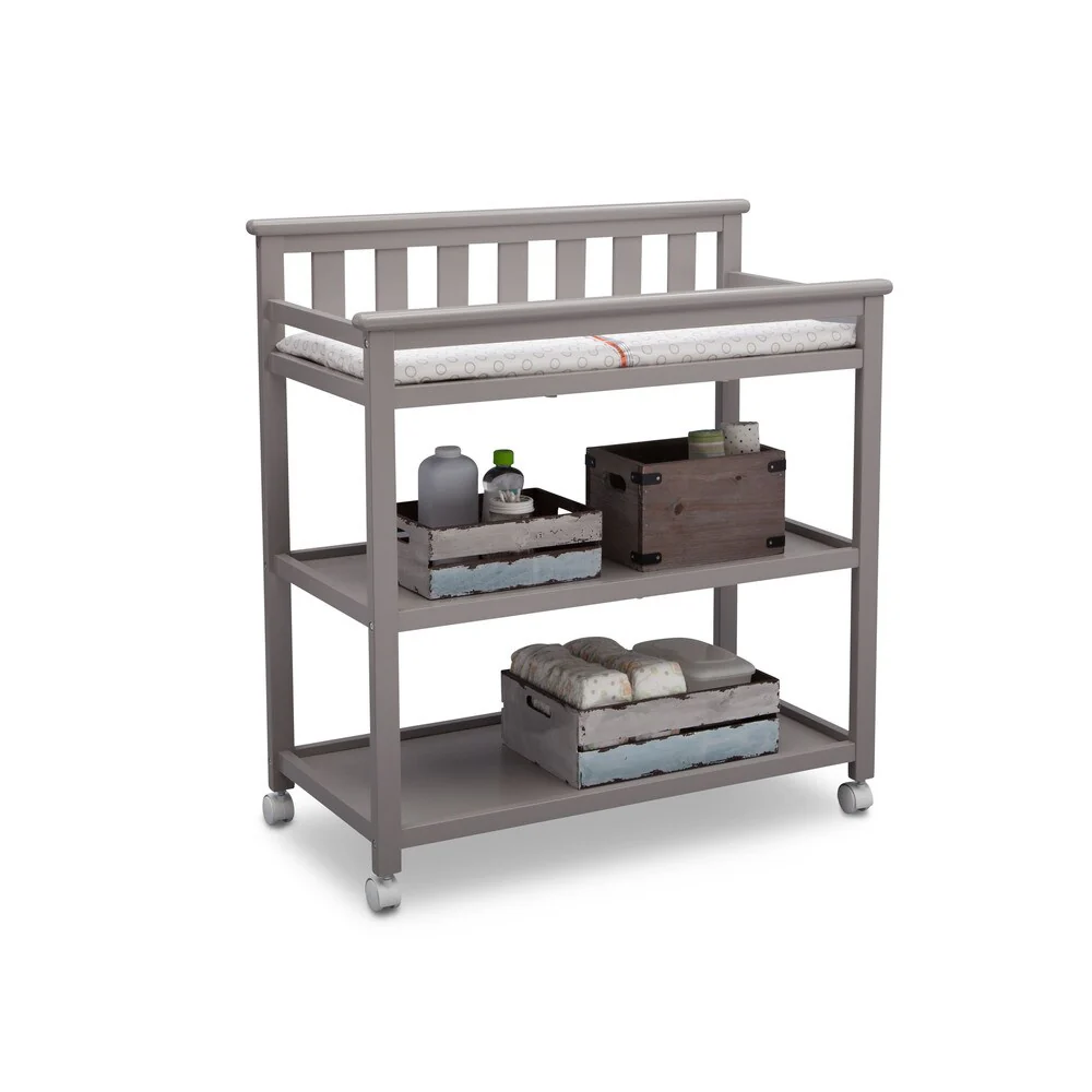 Delta Children Flat Top Changing Table with Casters, Grey