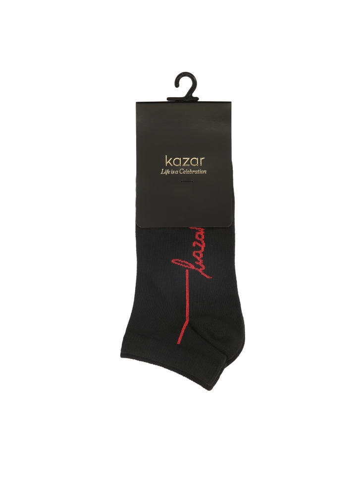 Black short socks with red logo