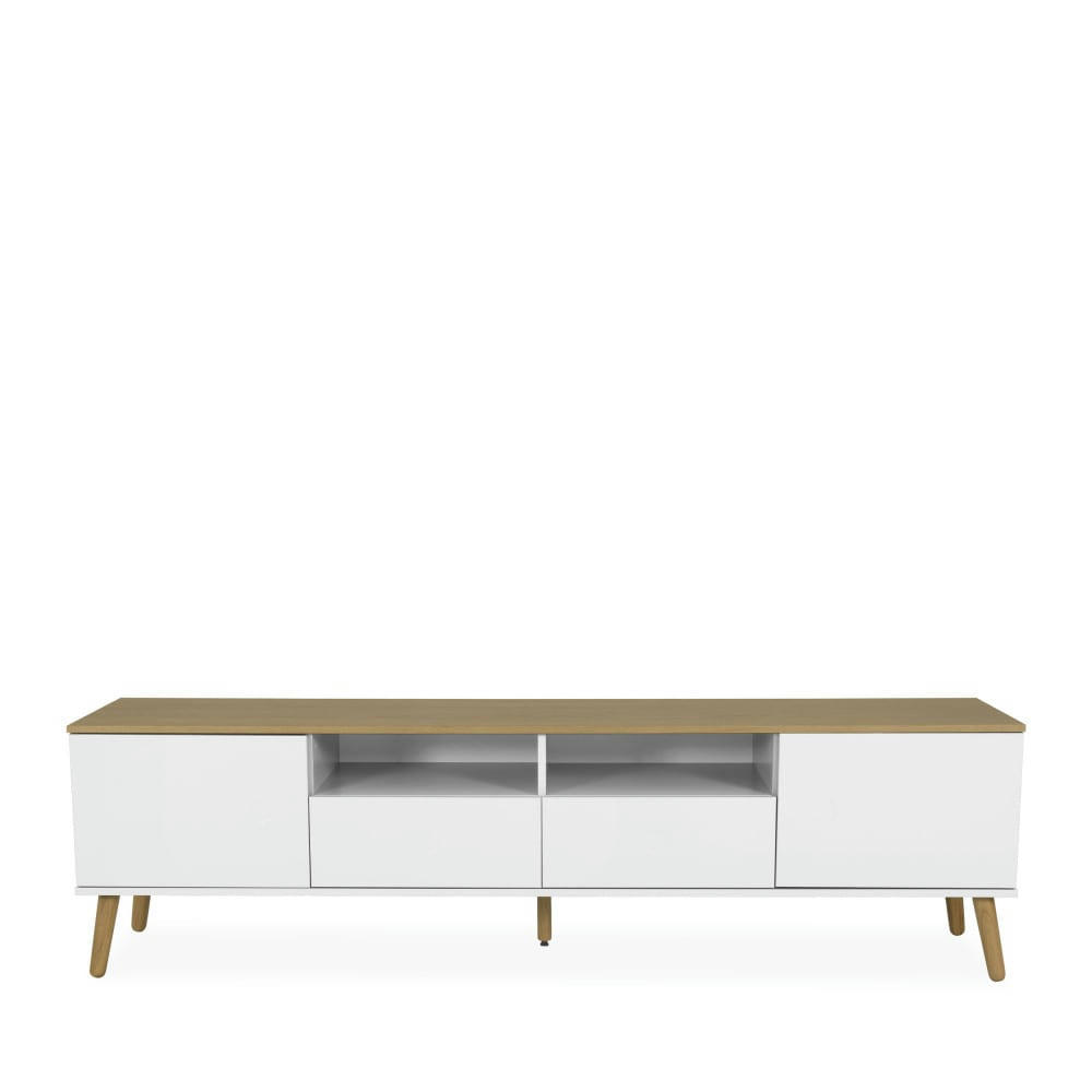 DOT - Meuble TV en bois 2 portes 2 tiroirs L192cm blanc
