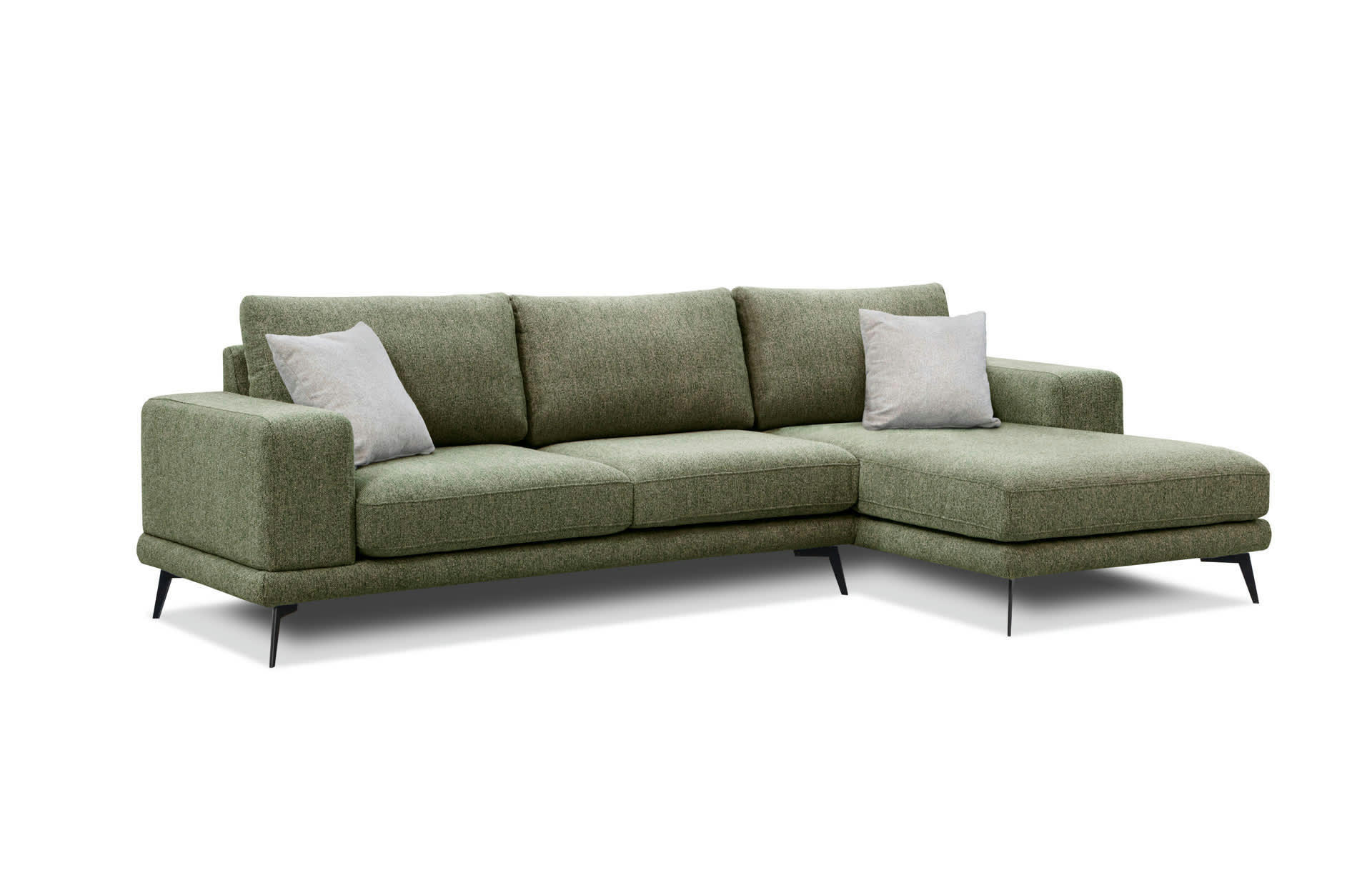 MEDIOLANE - Canapé d'angle droit 4 places tissu vert