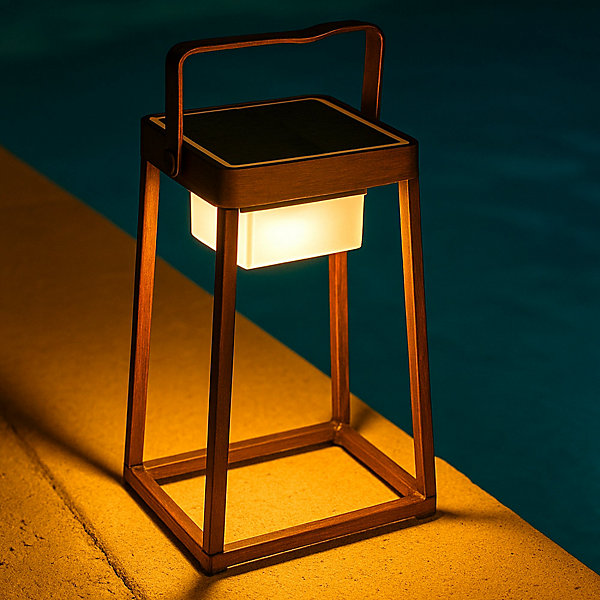 Lanterne solaire effet bois VERONA H30cm