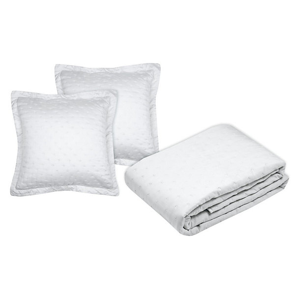 Couvre lit boutis réversible 240x220 avec 2 taies coloris blanc