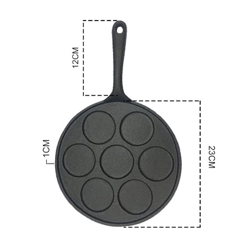 SOGA 2X Cast Iron Takoyaki Fry Pan 7 Hole Grill Mold 23cm