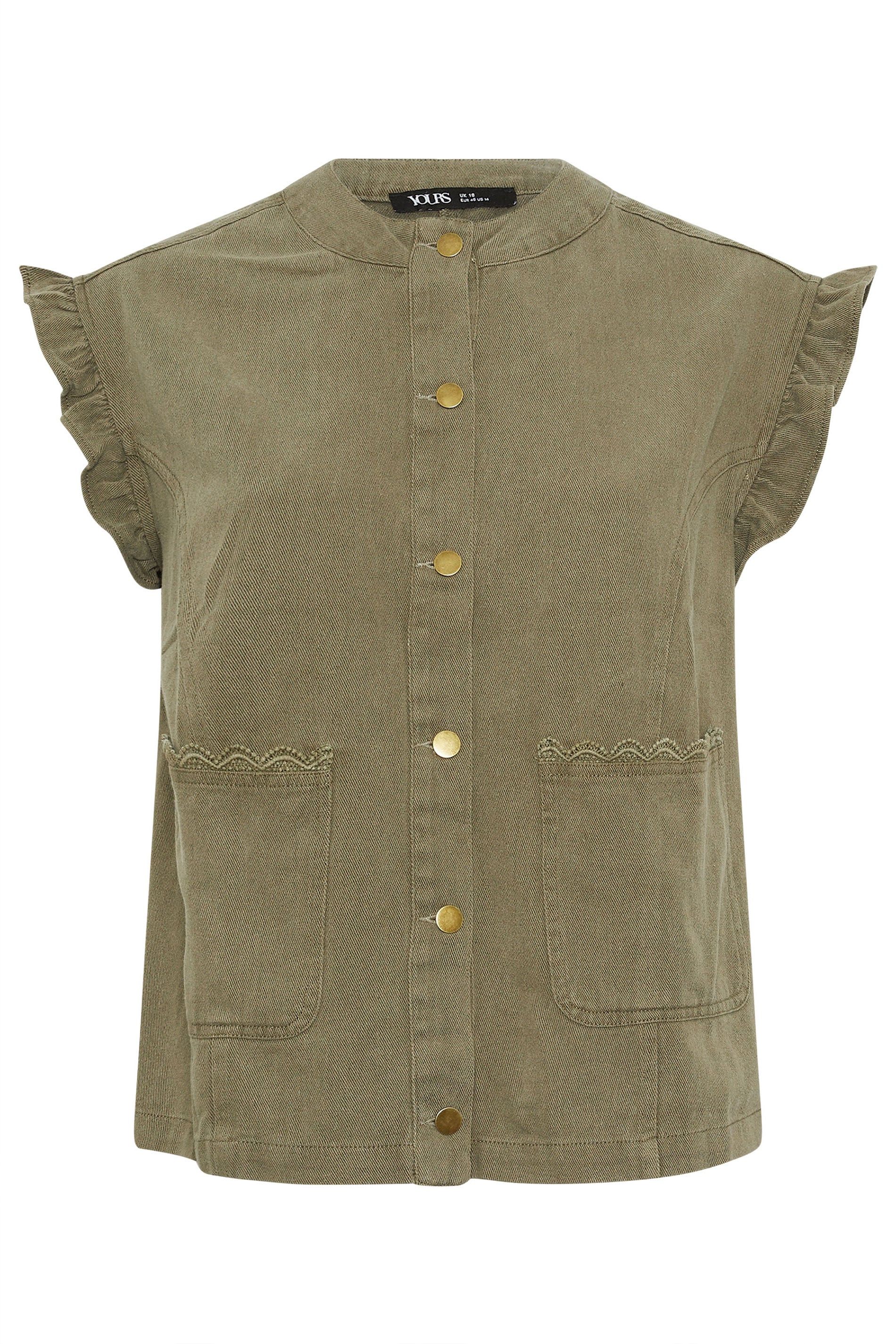 Yours Frill Sleeve Denim Waistcoat