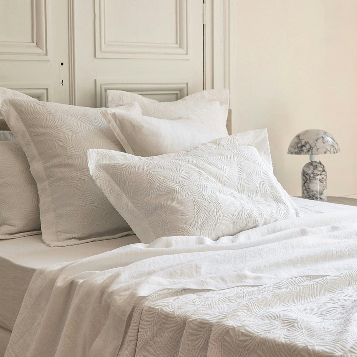 EMPREINTE - Jete de lit coton blanc 180x260 cm