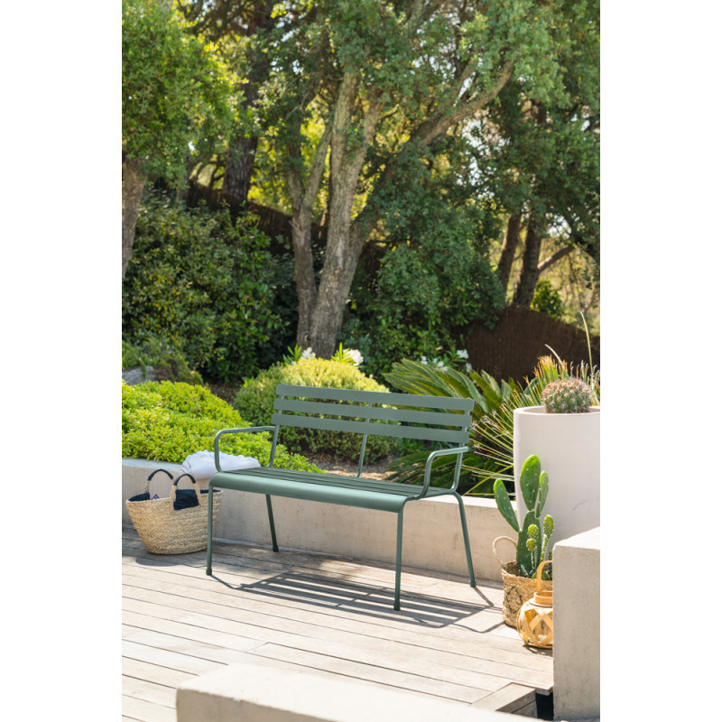 Banc de jardin Greensboro vert olive 114 x 56 x 79 cm