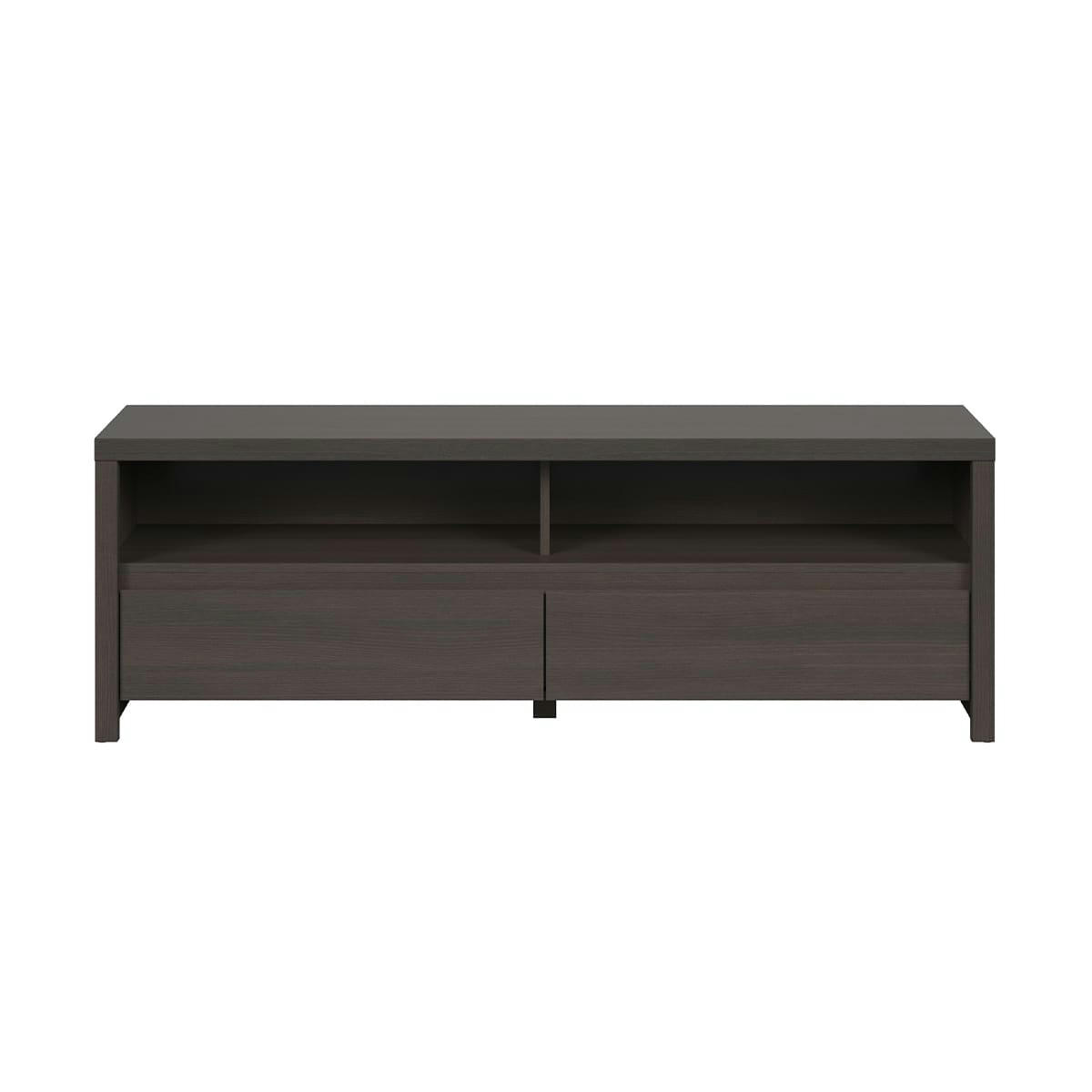 - Meuble TV 2 tiroirs 143 cm panneaux agglomérés naturel foncé