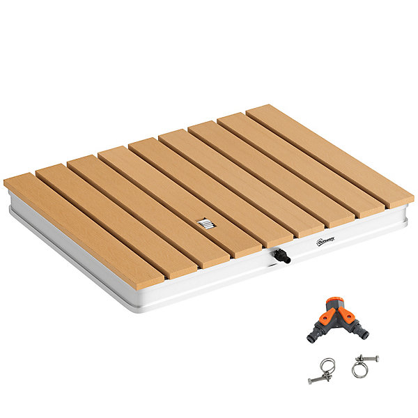 Douche de jardin portable dim. 70 x 55 cm réglable max. 4 m - douche inversée - alu plastique effet bois
