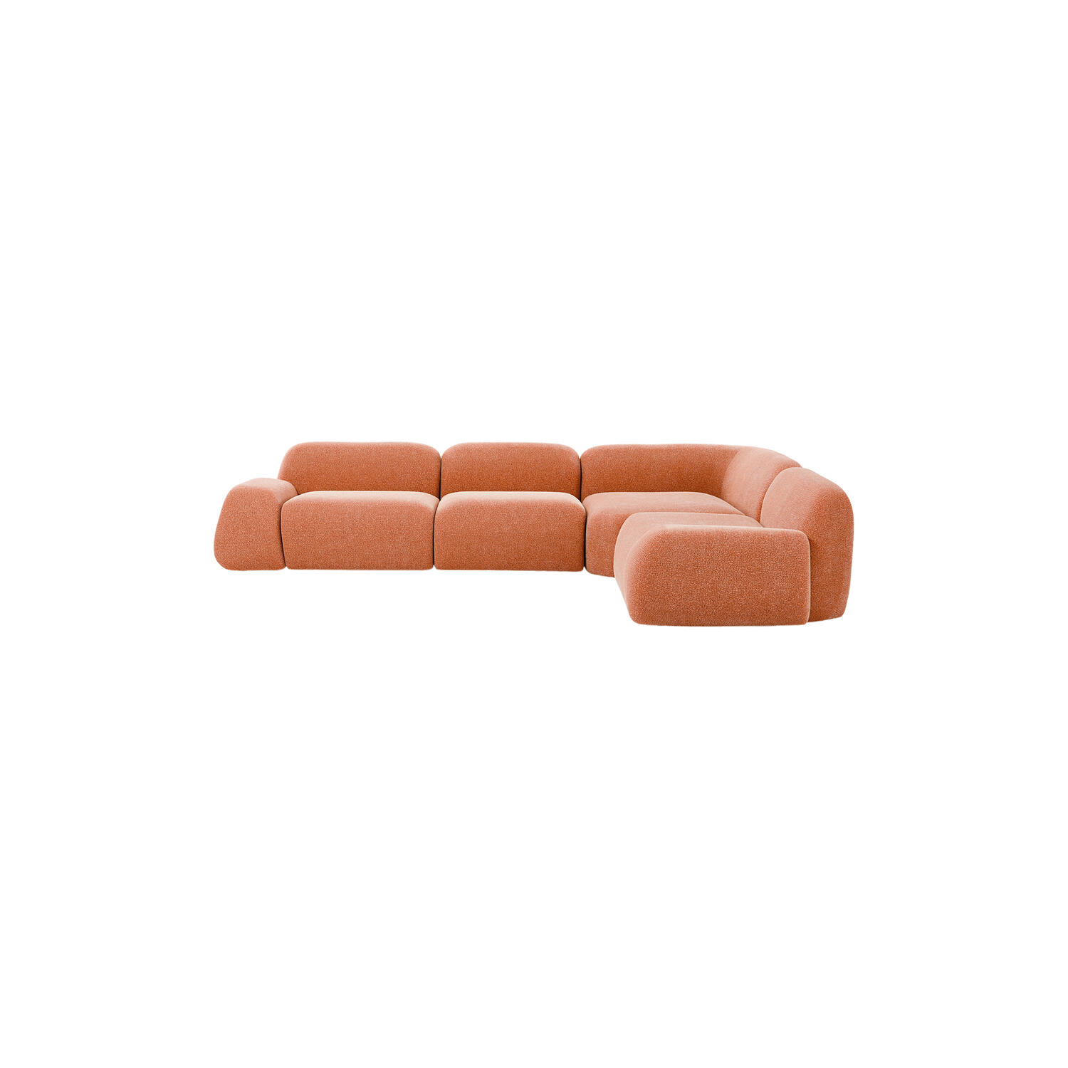 Wolke 4-seater Modular Corner Sofa, velvety woven terracotta