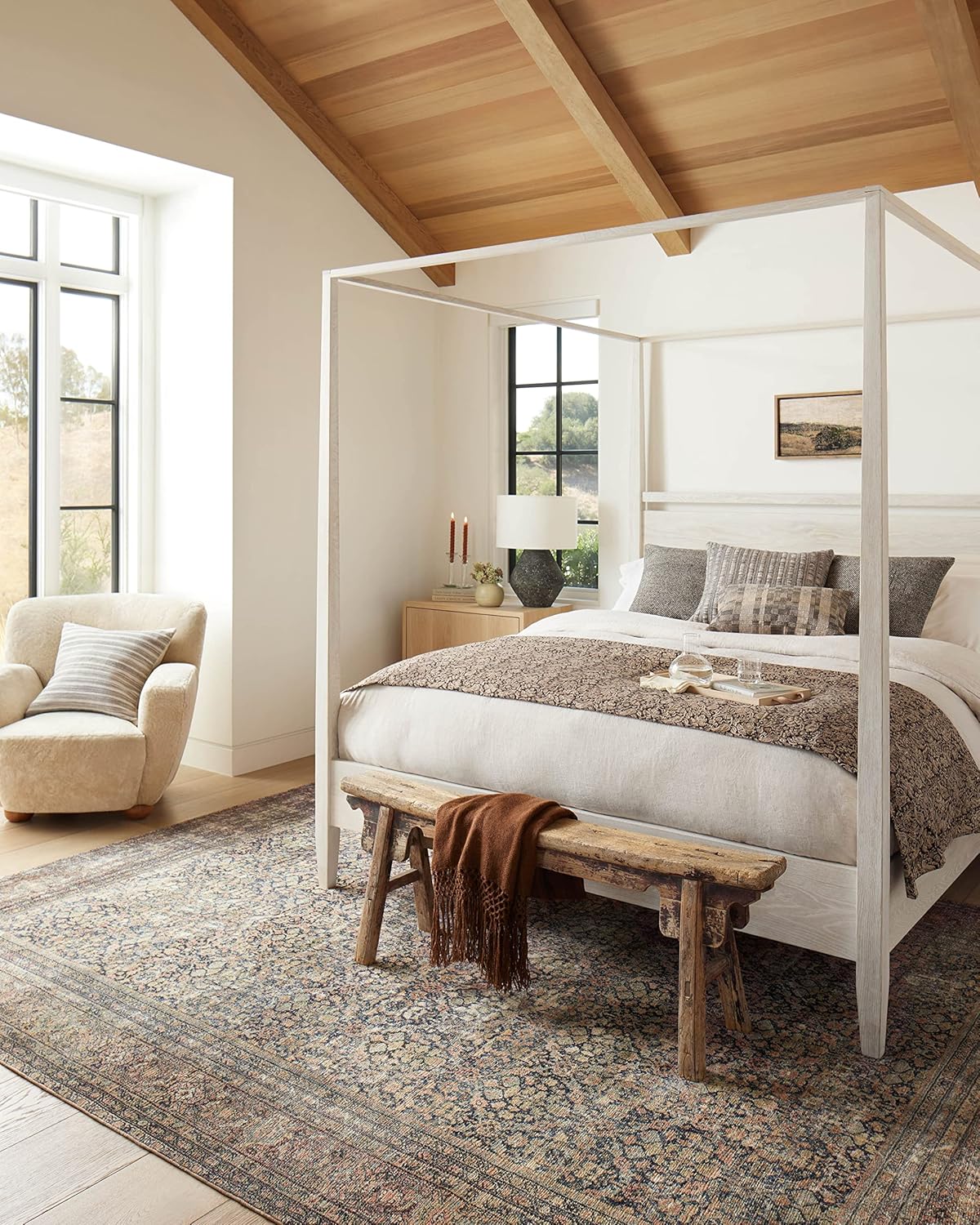 Loloi Amber Lewis Morgan Collection MOG-03 Denim/Multi 7'-3 x 9'-3 38 Thick Area Rug feat. CloudPile, Neutral, Room Décor, Vintage Inspired, Livingroom, Bedroom, Dining Area