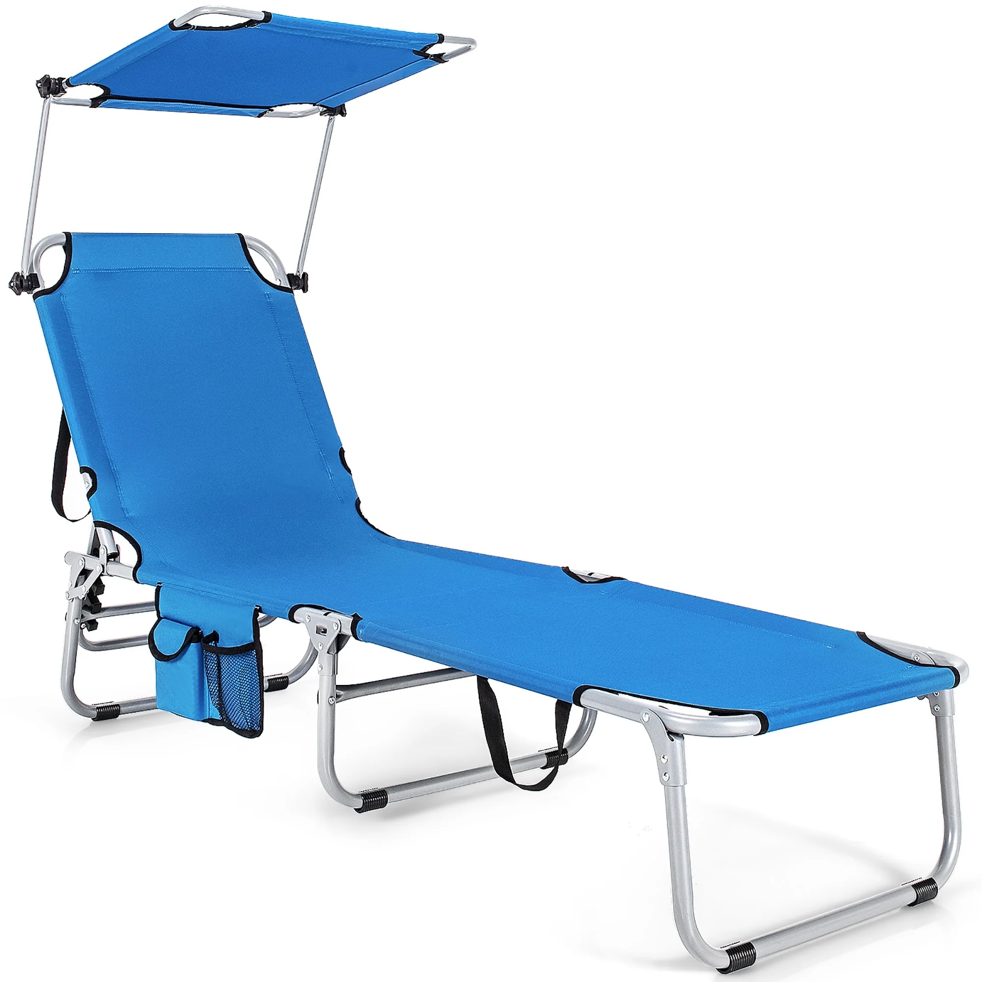Folding Chaise Lounge Chair Adjustable Beach Patio Recliner