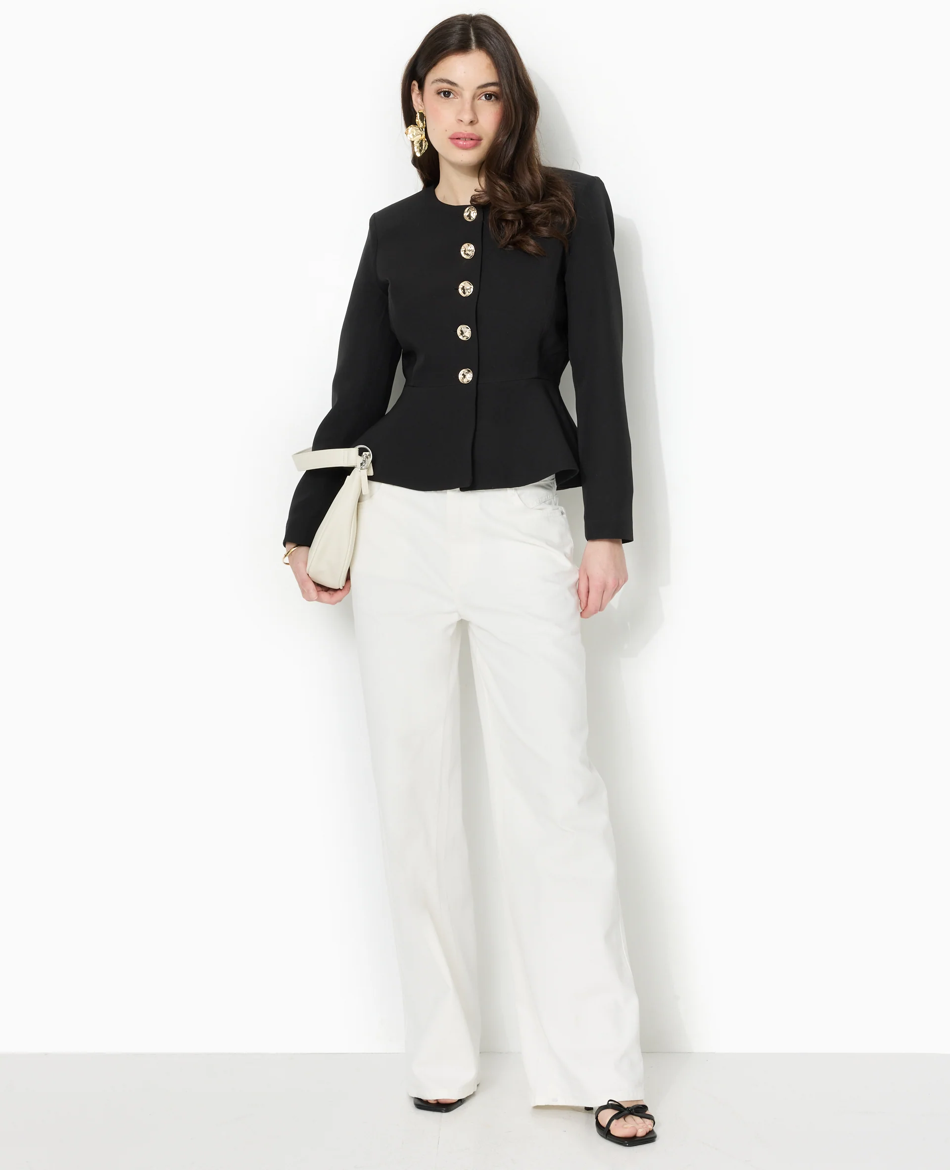 Veste peplum avec boutons fantaisie