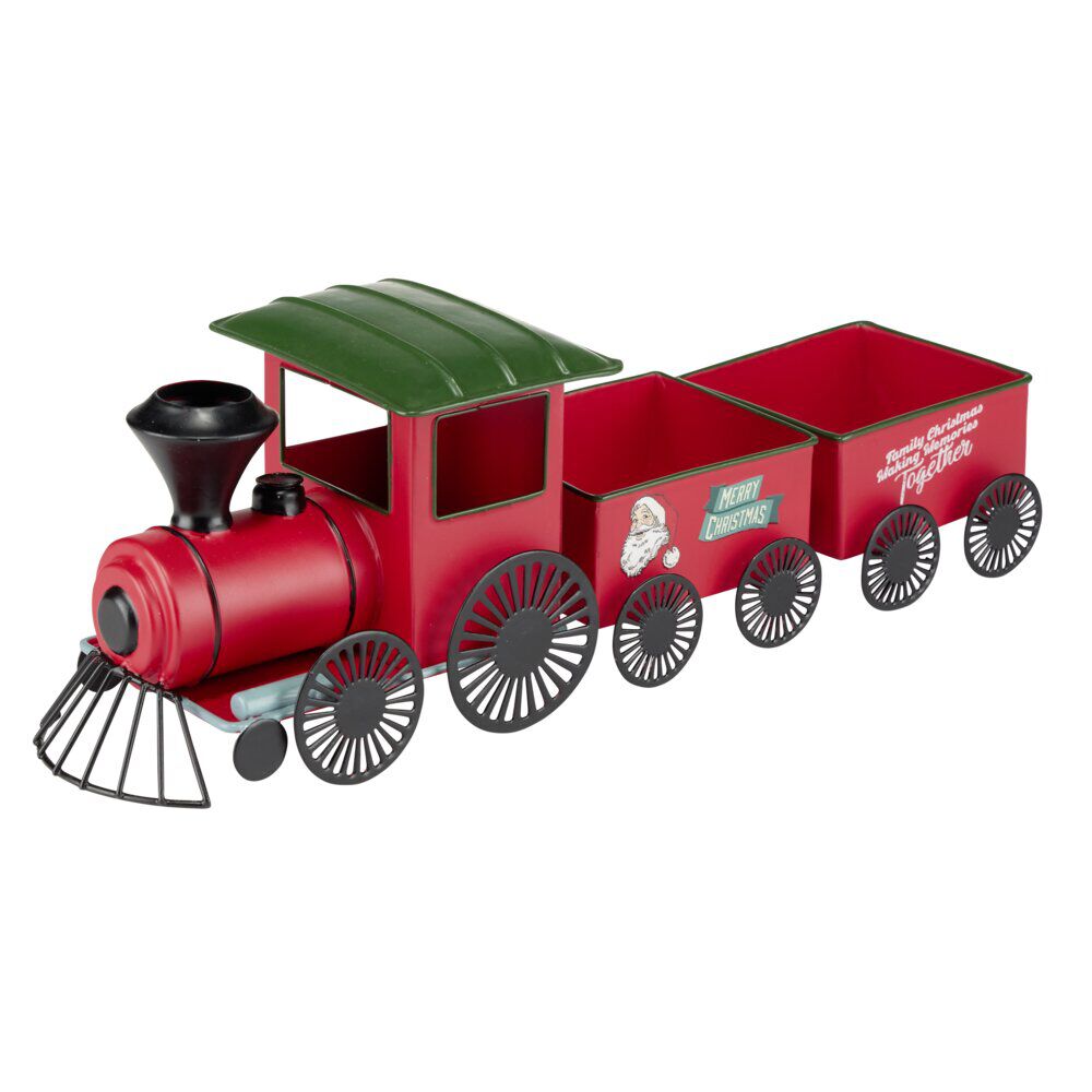 Train de No&euml;l décoratif en métal rouge L33cm