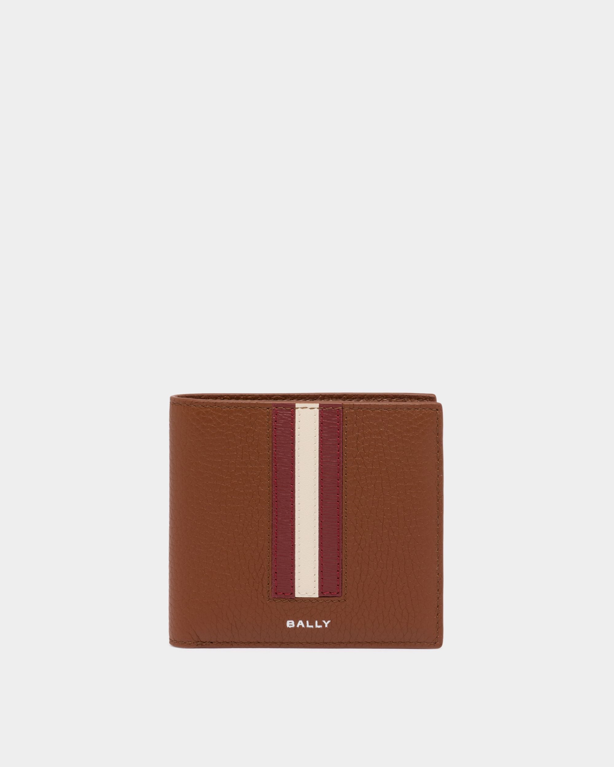 Ribbon Geldbörse aus genarbtem Leder in Amber Brown