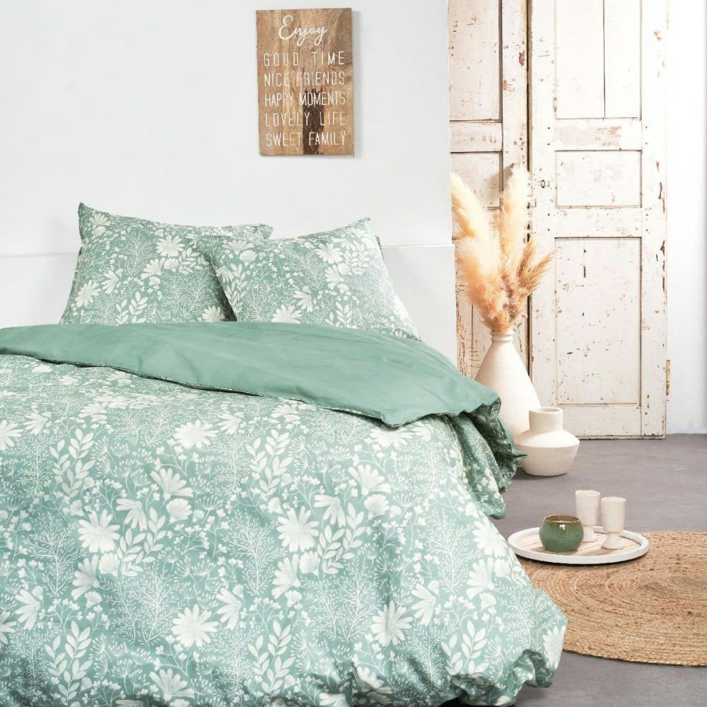 BOTANIC - Parure de couette 100% coton 57 fils imprimée 240x220 2 taies