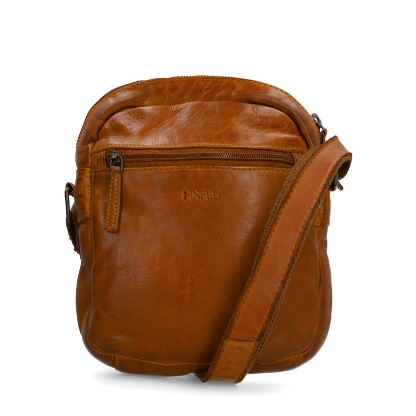 Manfield Cognac leren schoudertas