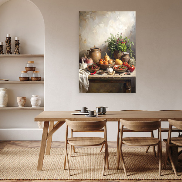 Obraz do kuchni jadalni restauracji, Martwa natura przyprawy warzywa 20x30