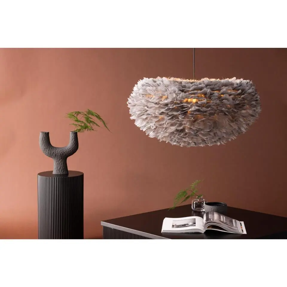 Svea - Rumi ronde hanglamp - ? 75 cm - grijze veren