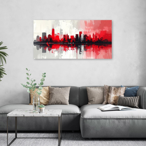 Obraz do salonu sypialni biura, Czerwone Miasto Budynki imitacja 80x40