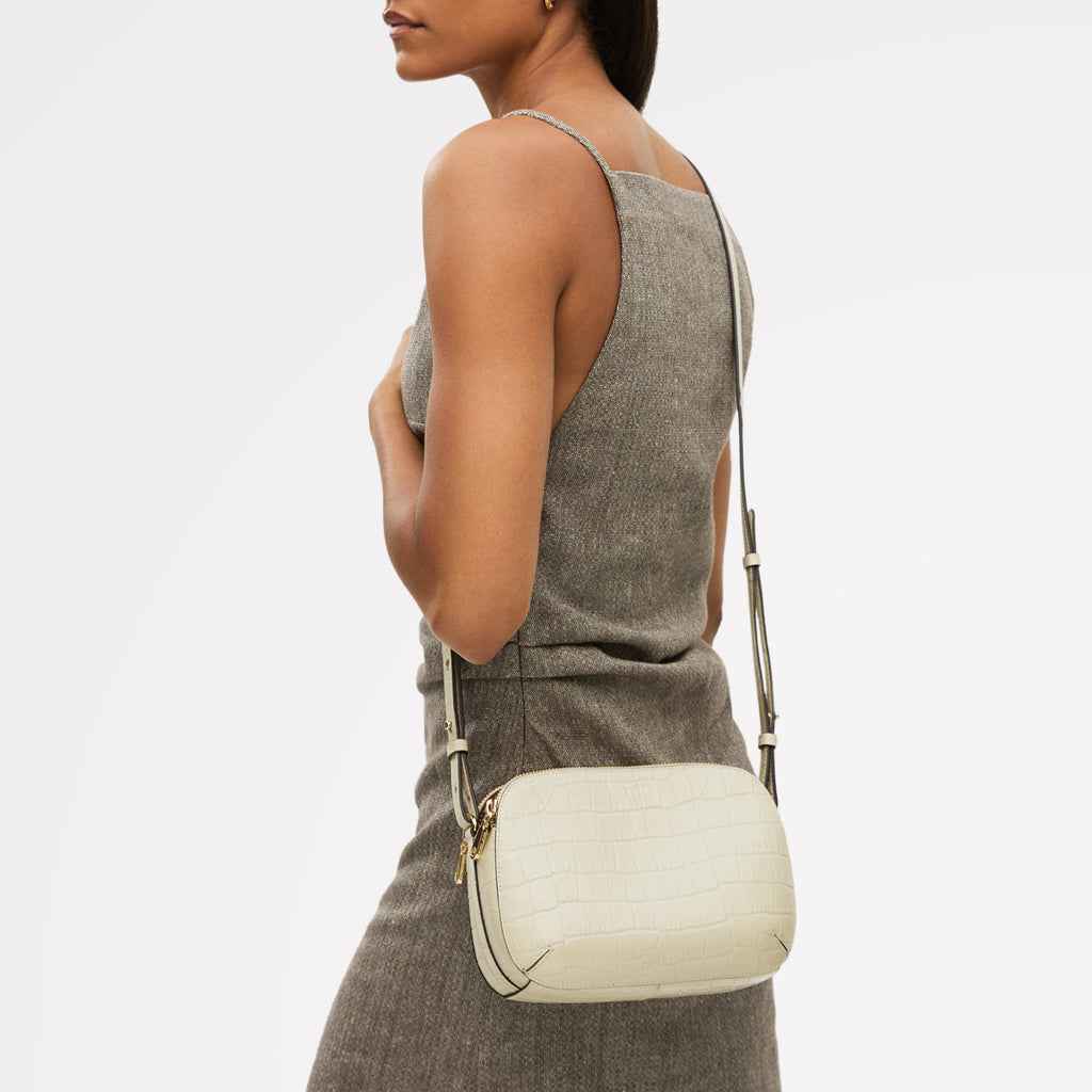Dukes Place - Faux Croc - Medium Ziptop Cross Body Bag