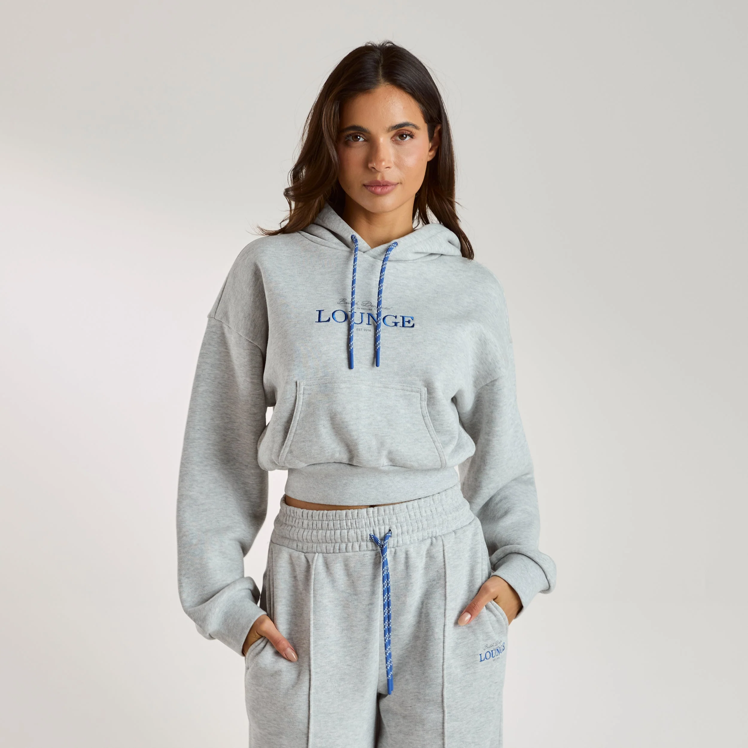 Cropped Hoodie - Grey Marl