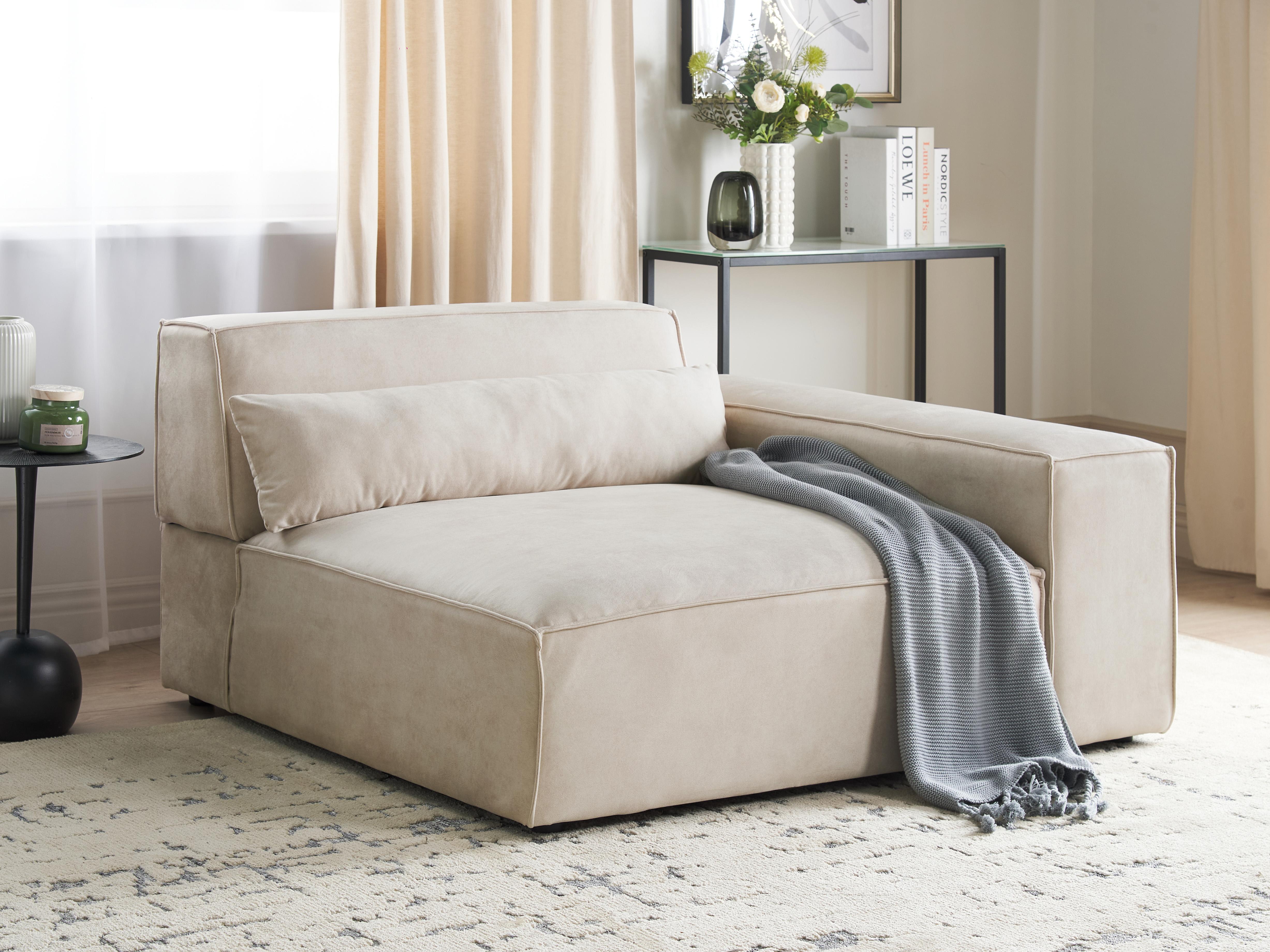 Corner Seat HELLNAR Velvet Light Beige Left Hand