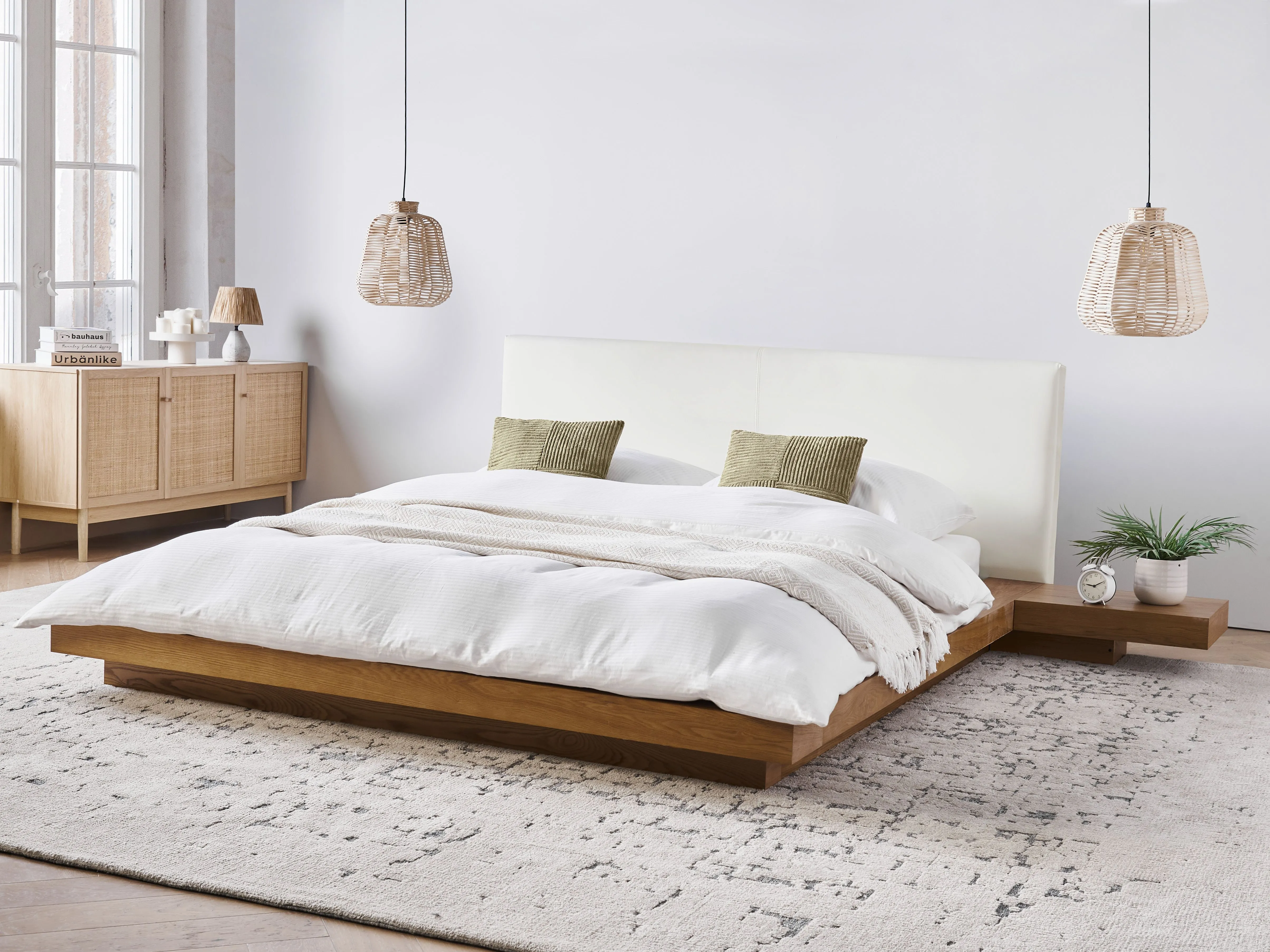 Bed ZEN 160 x 200 cm (EU King Size) Natural Ash Wood