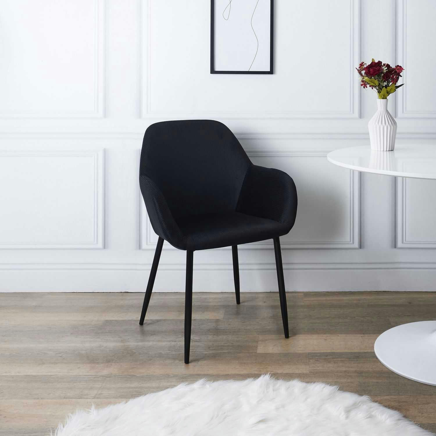 GIULIA - 2 fauteuils de table design velours noir