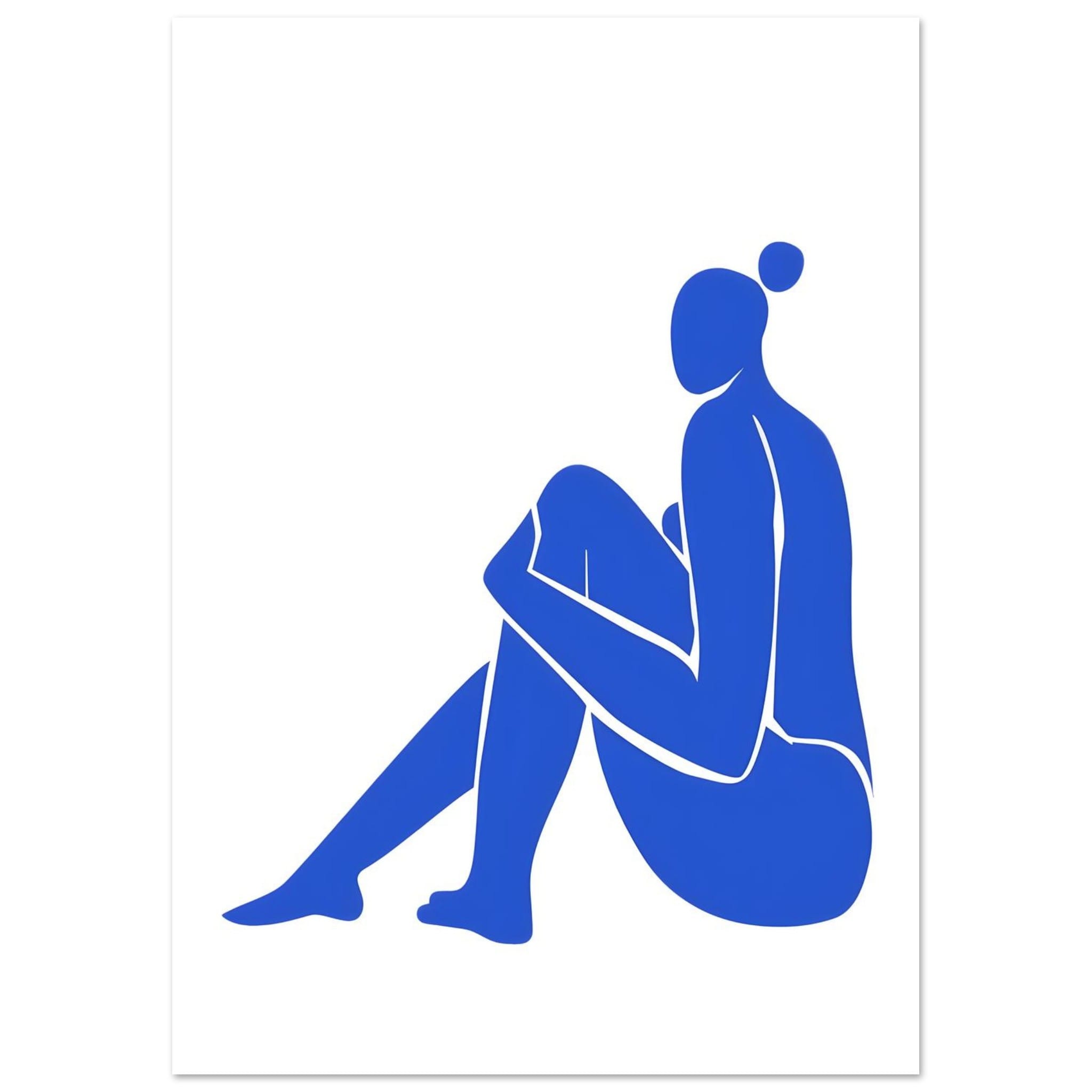Artfulprints Poster Matisse – The blue feminine flow  - A4 21x29.7 cm - Blauw