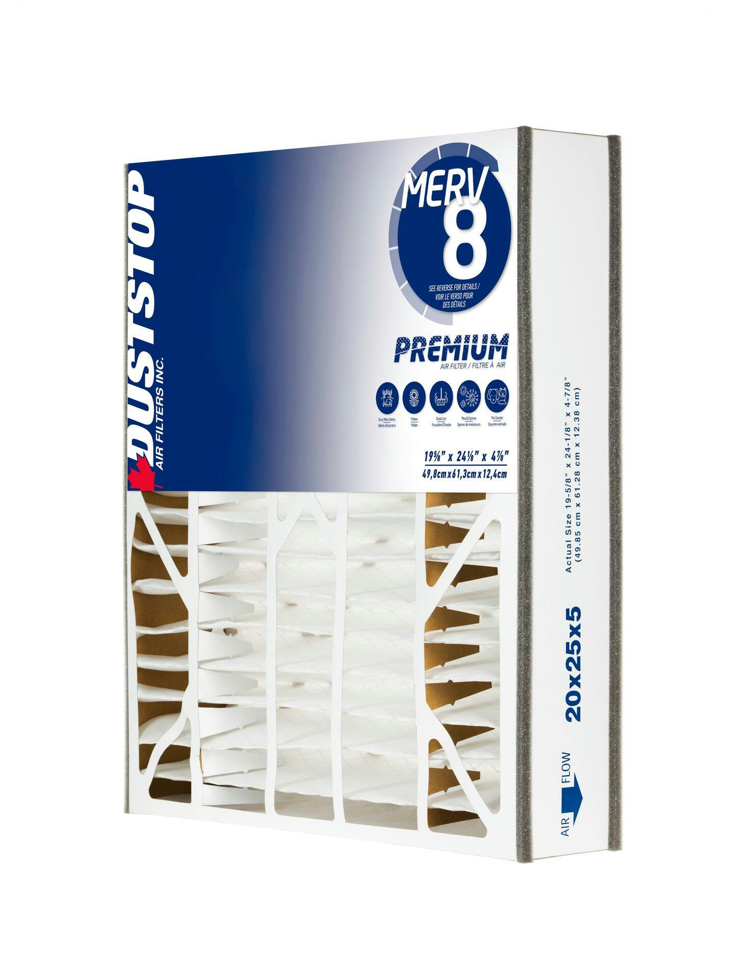 Wide Duststop MERV 8 Premium Filter with Foam, 20-in x 25-in x 5-in