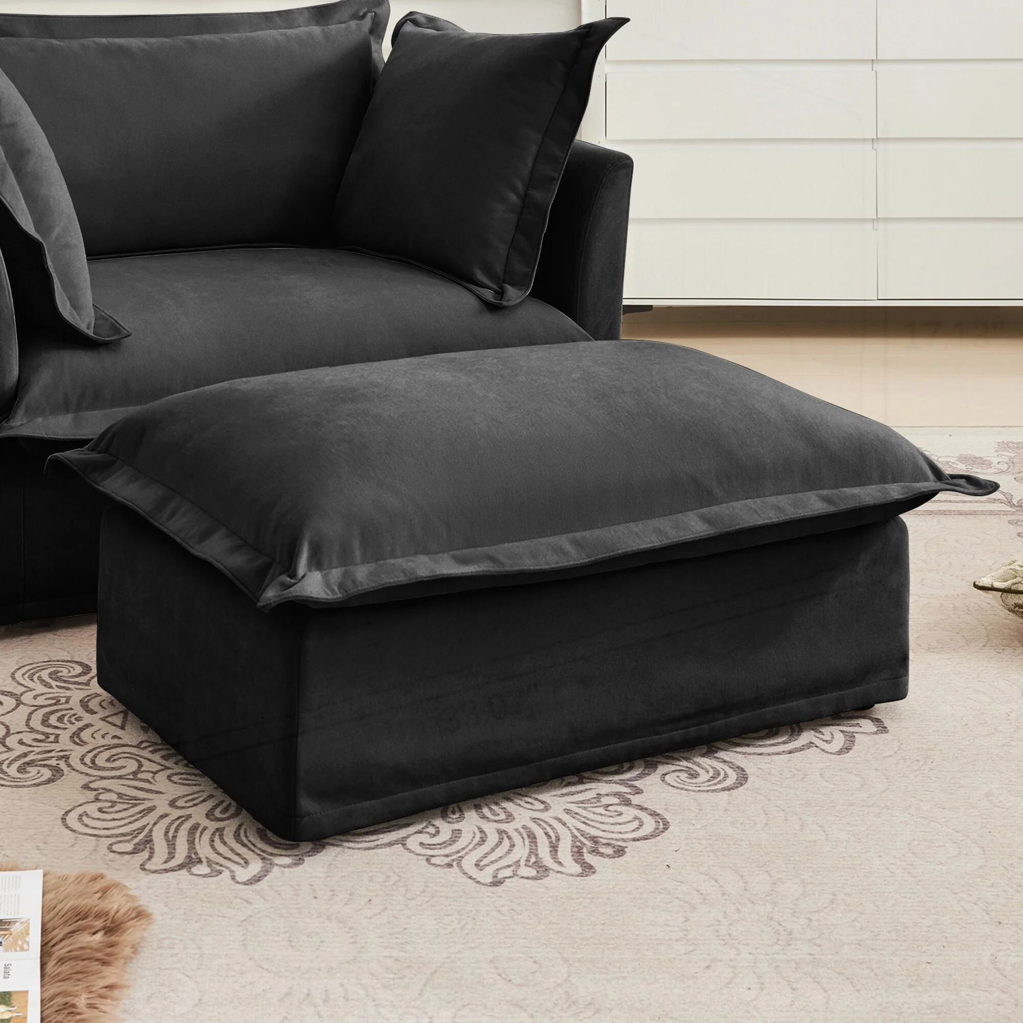 Luxurious Deep Ottoman with Sturdy Frame