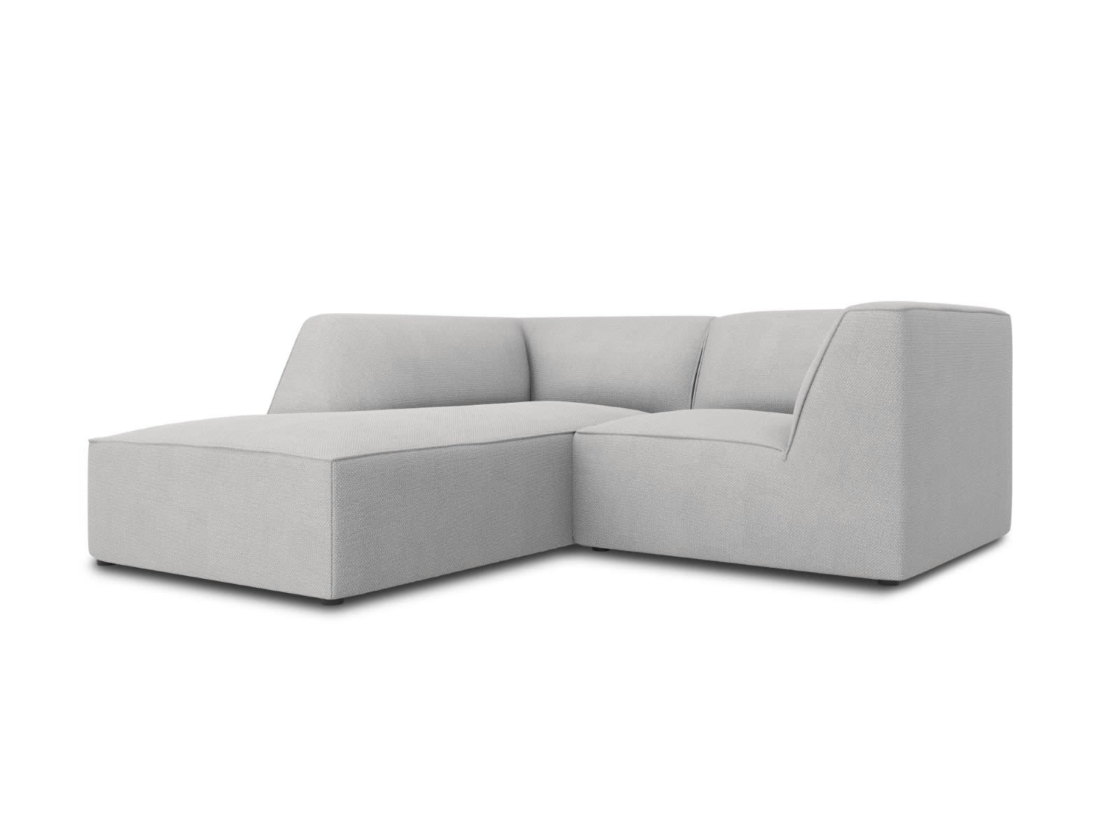 RUBY - Canapé d'angle gauche 3 places en tissu structurel gris clair