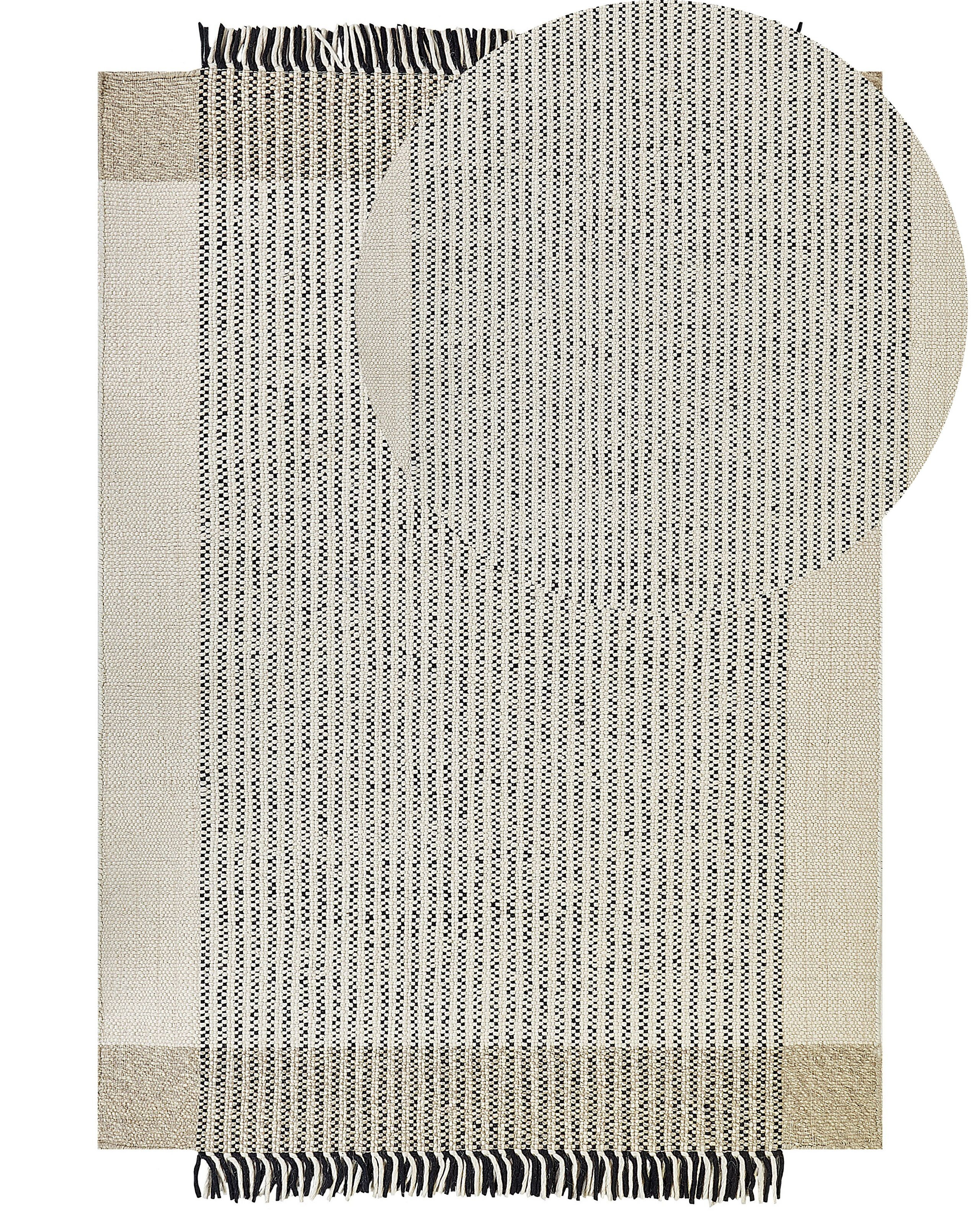 Dywan 160x230 cm wełna beżowo-czarny