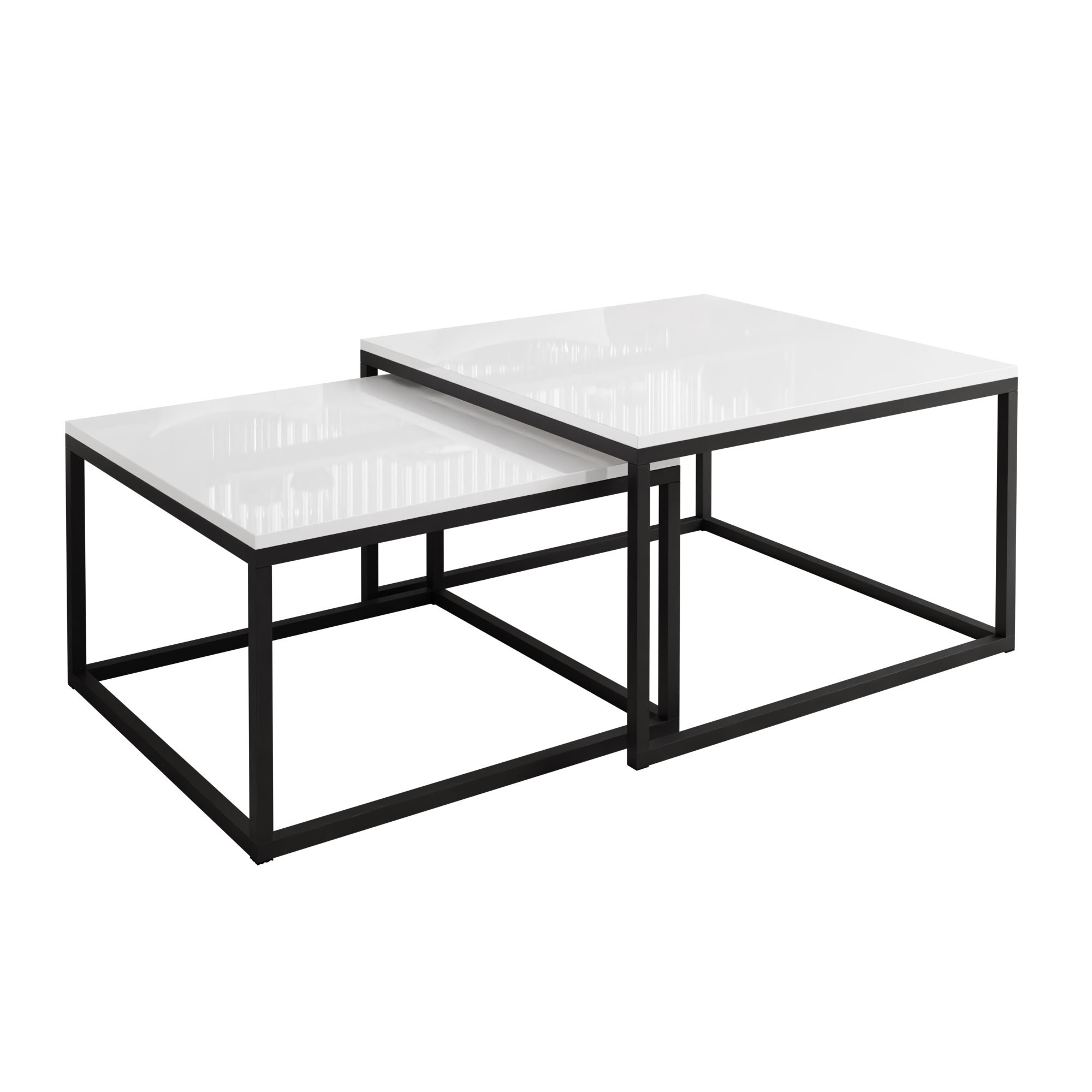 Ława Yoshi 2w1 stolik kawowy - Biały połysk - 36 cm / 42 cm
