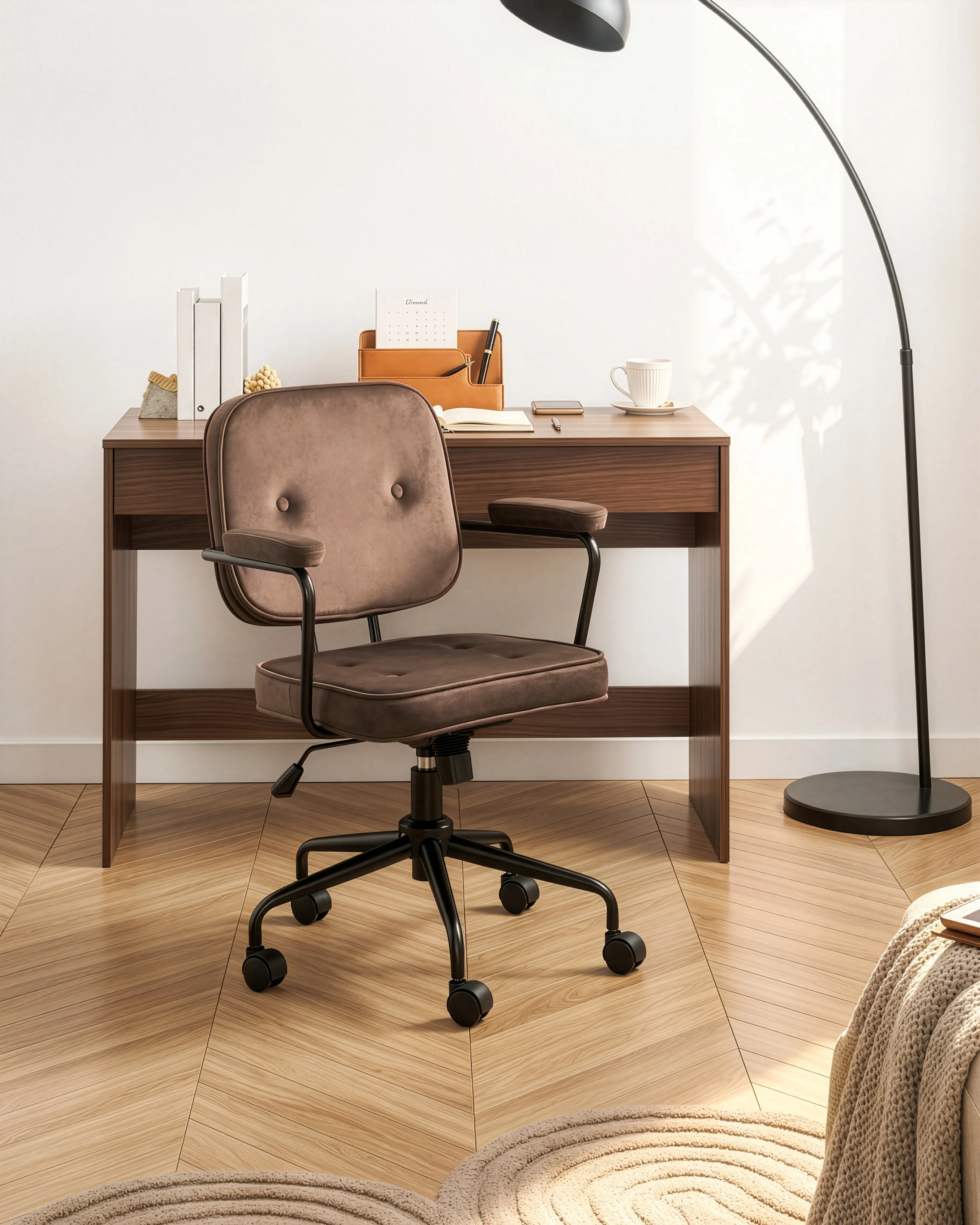 Desk Chair PAWNEE Velvet Brown