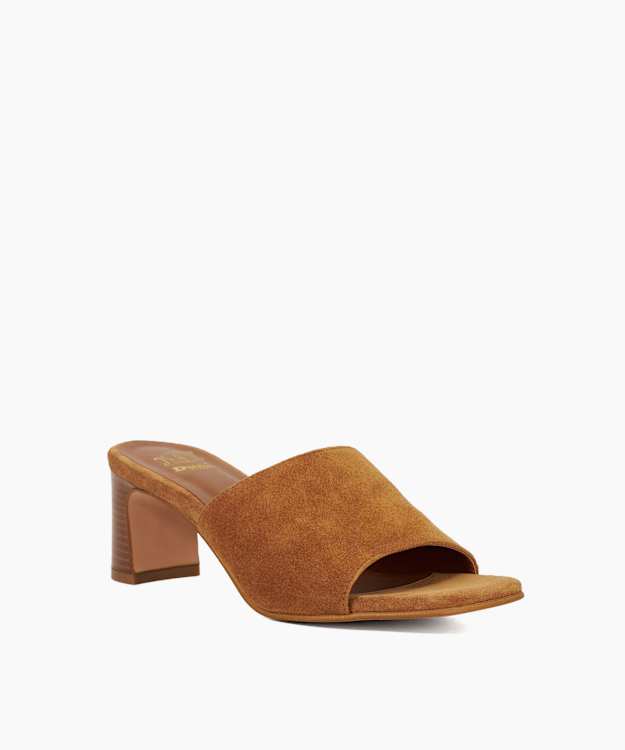 Jule Tan - Suede Open Toe Heel Mules