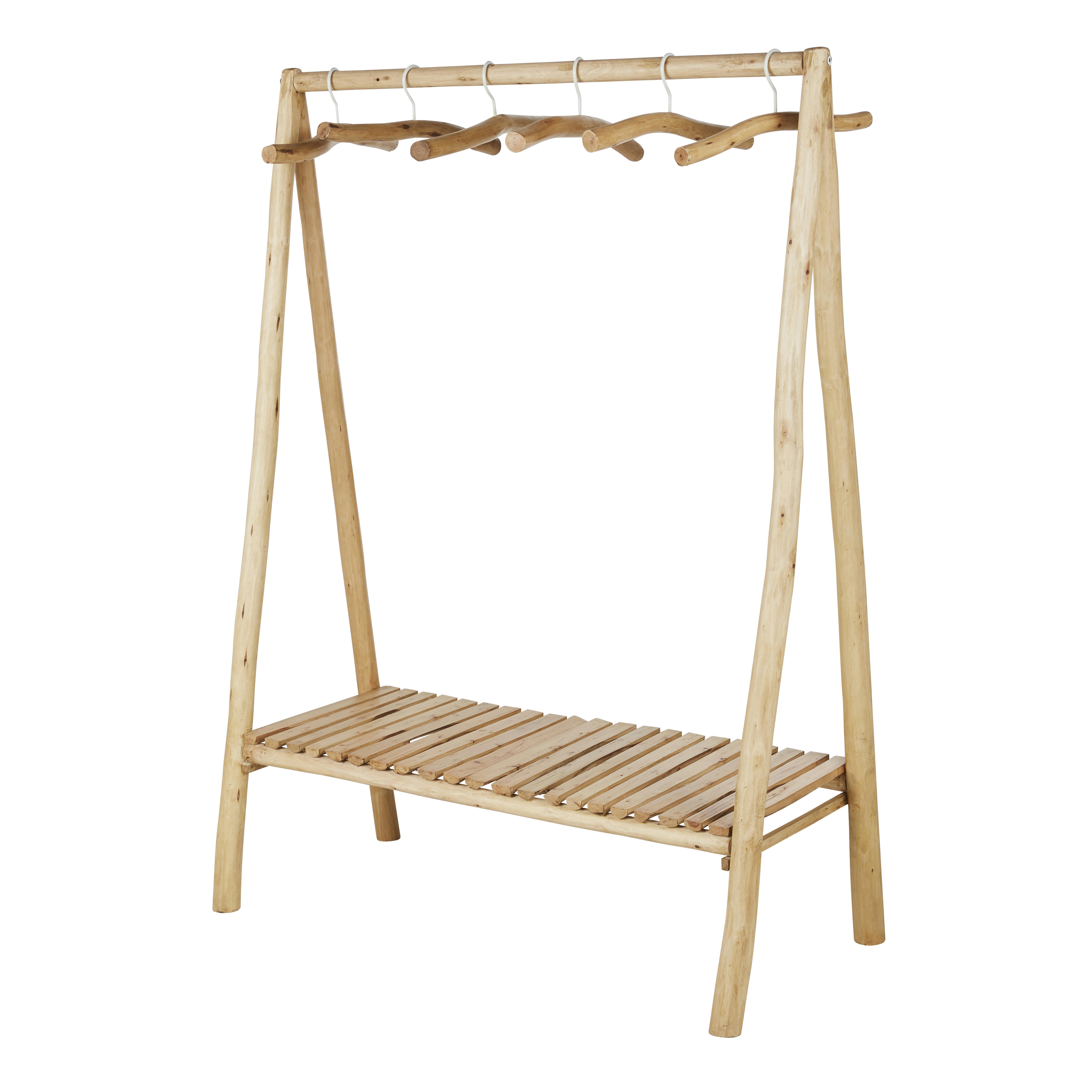 Ikast - Portant en eucalyptus et 6 cintres