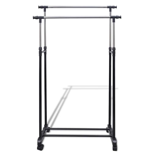 NNEVL Adjustable Clothes Rack 4 Castors 2 Hanging Rails
