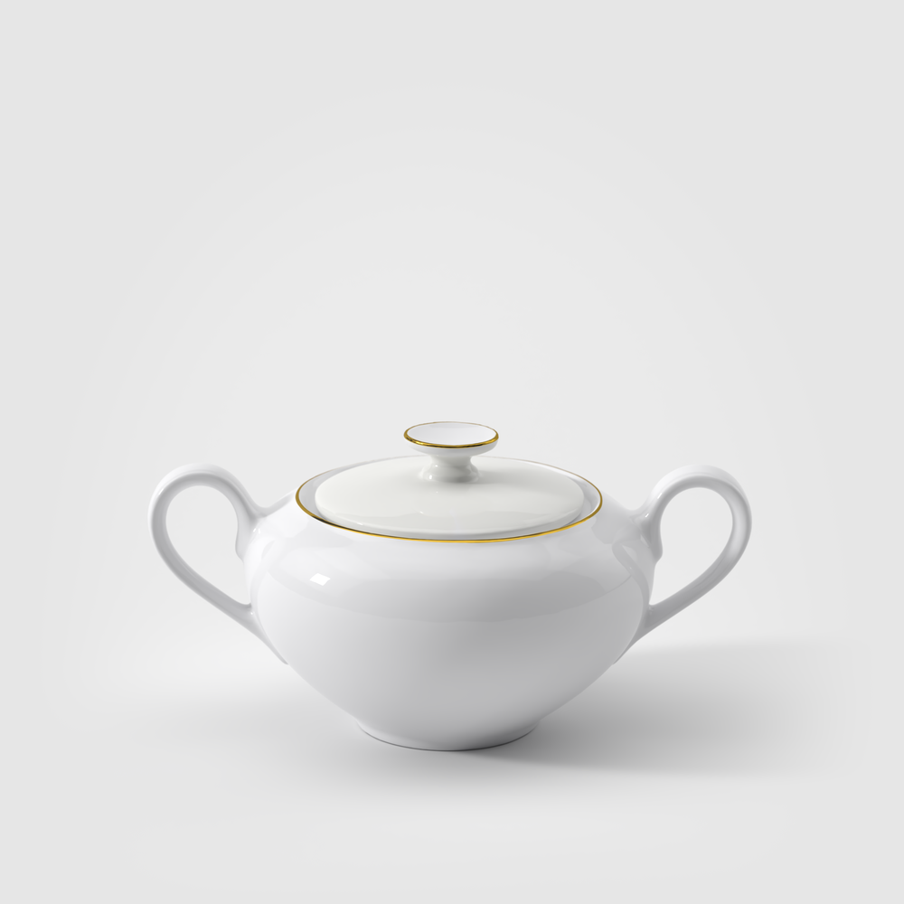Anmut Sugar bowl - White, 9.9 oz, Premium Bone Porcelain