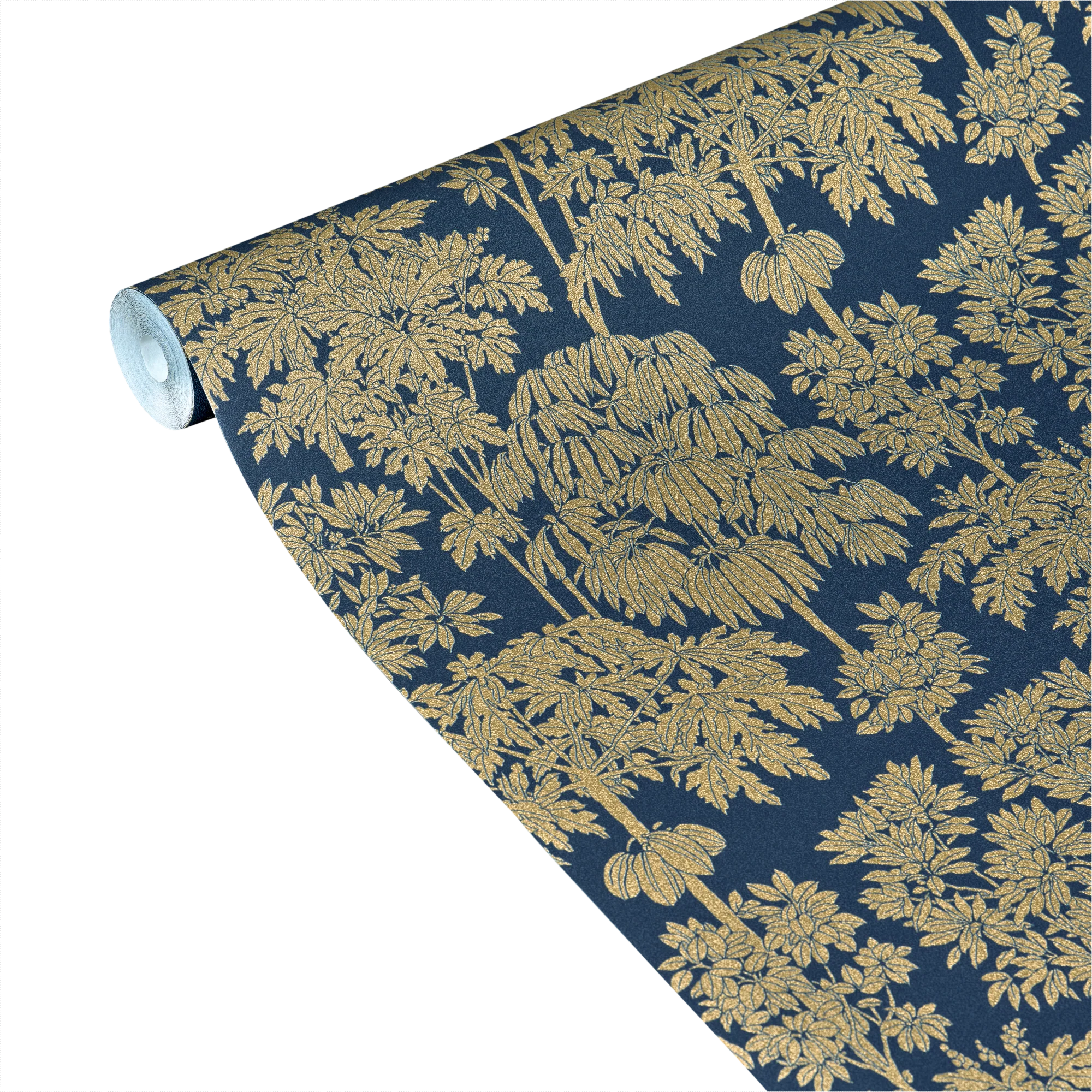 Papier peint intissé YSABEL coloris bleu profond et doré