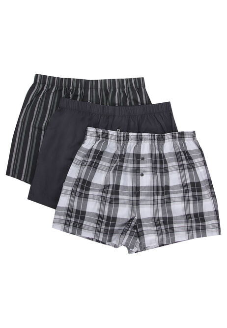 Mens 3pk Grey Check Woven Boxers