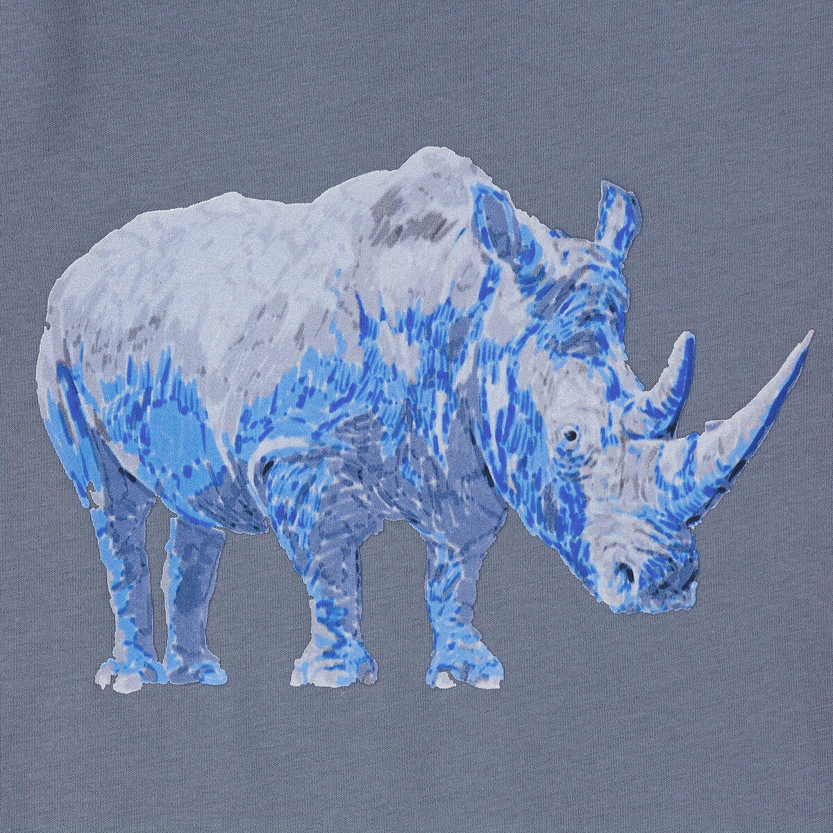 T-shirt col rond, motif rhinocéros