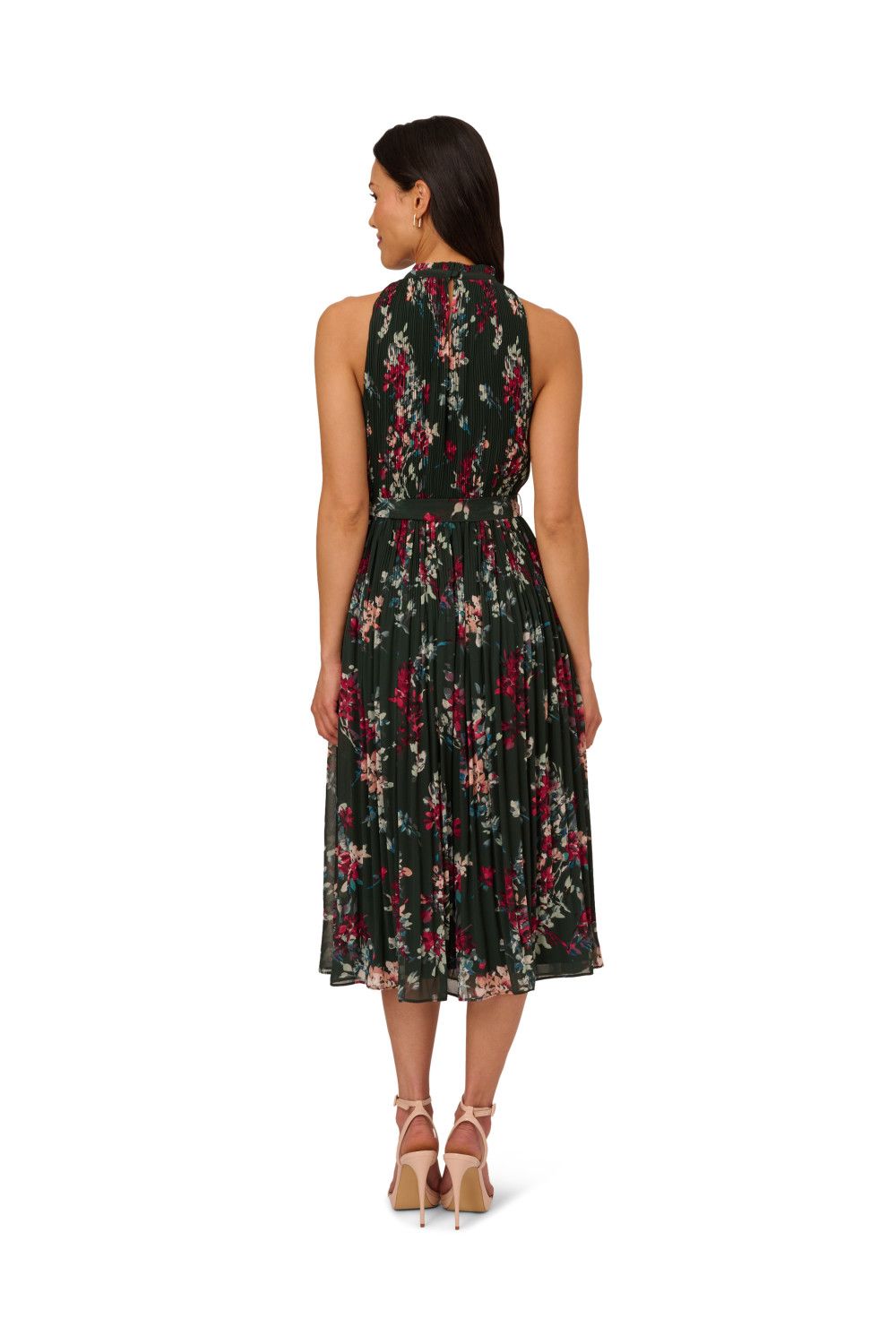 Adrianna Papell Floral Pleated Chiffon Dress
