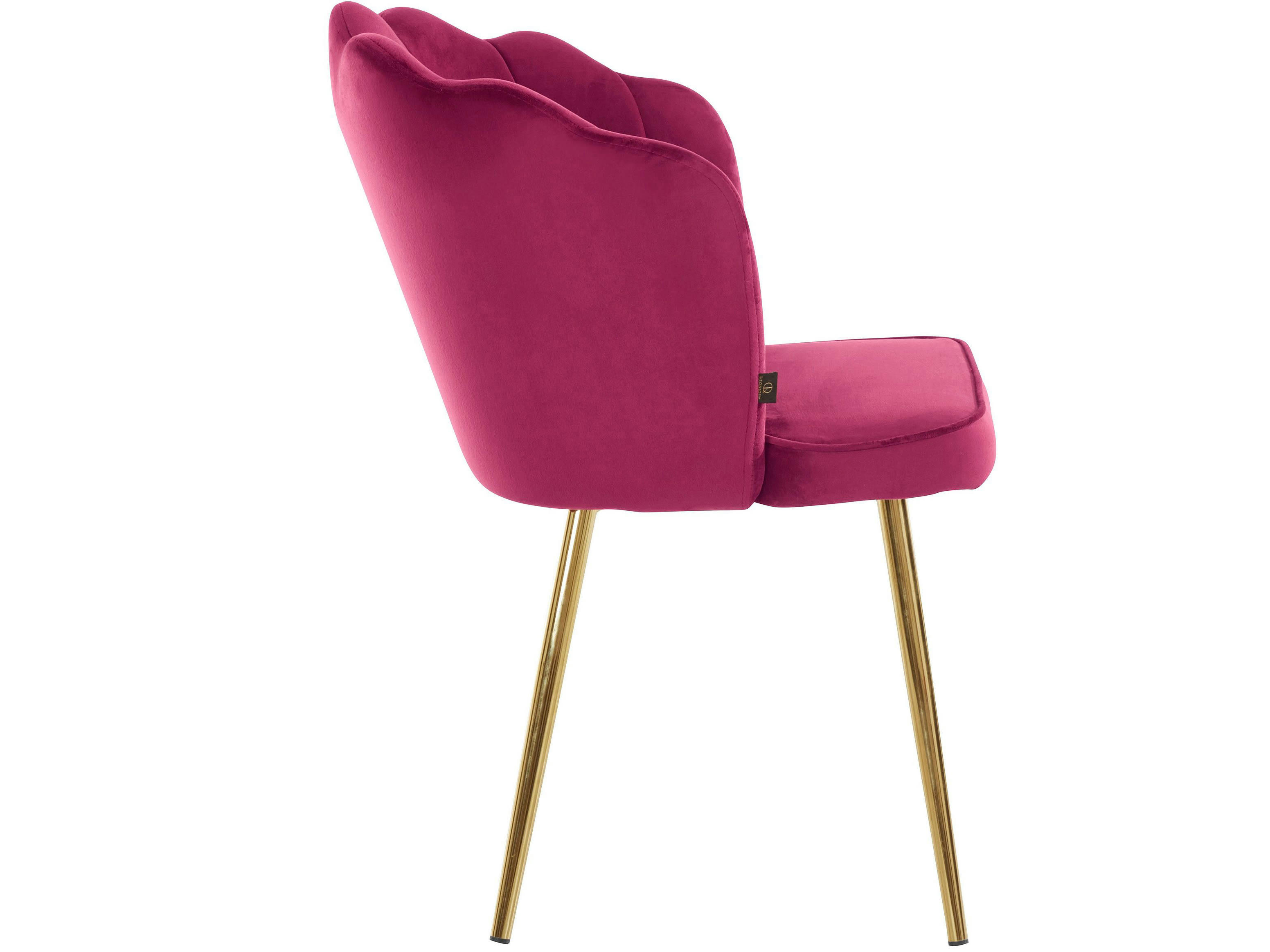 SILVIA - Lot de 2 chaises de salle à manger rembourrées en velours bordeaux