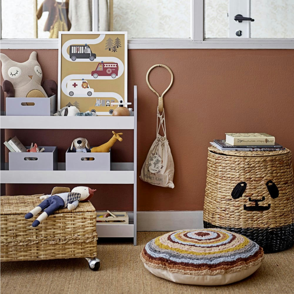 YOUL - Panier forme panda en jacinthe d'eau naturel